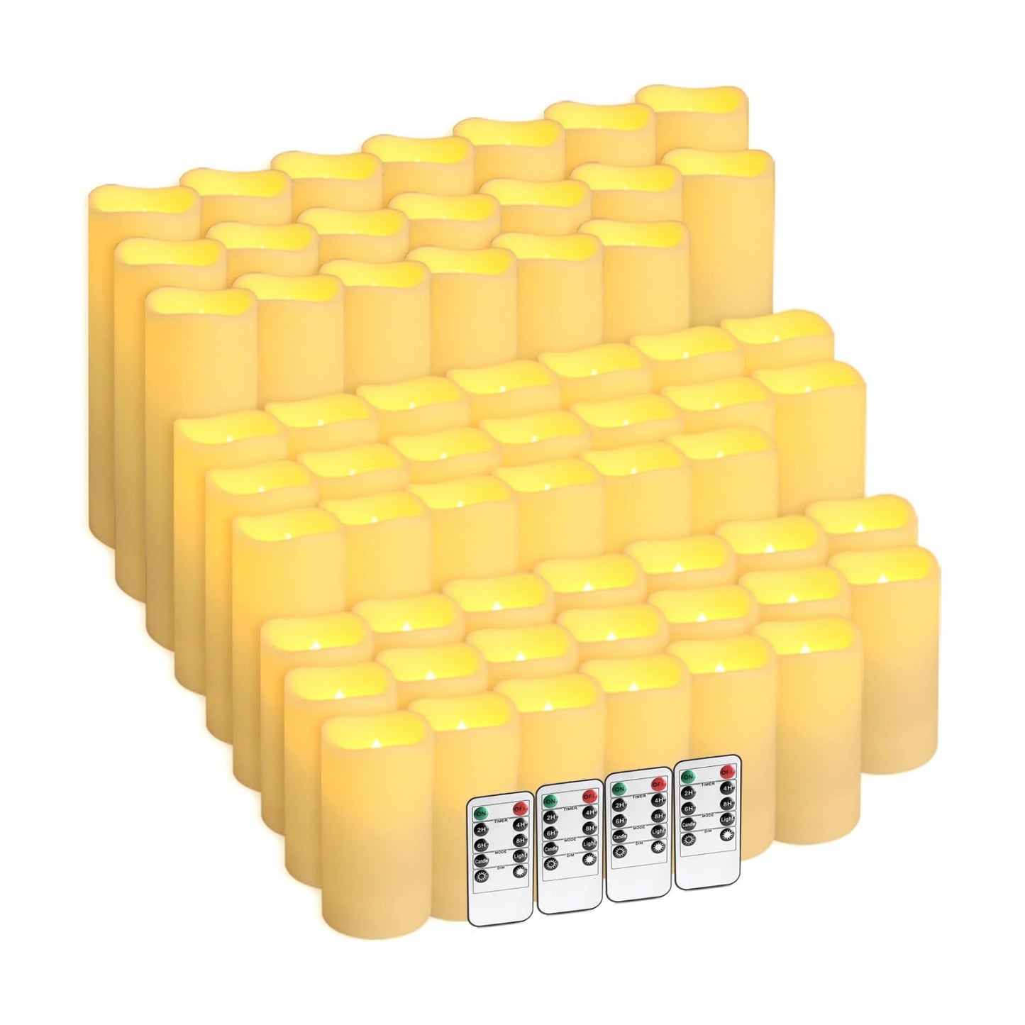 fclayvts 60-Pack LED Flameless Candles with Remote Control - Perfect for Parties, and Special Occasions (Three Sizes)