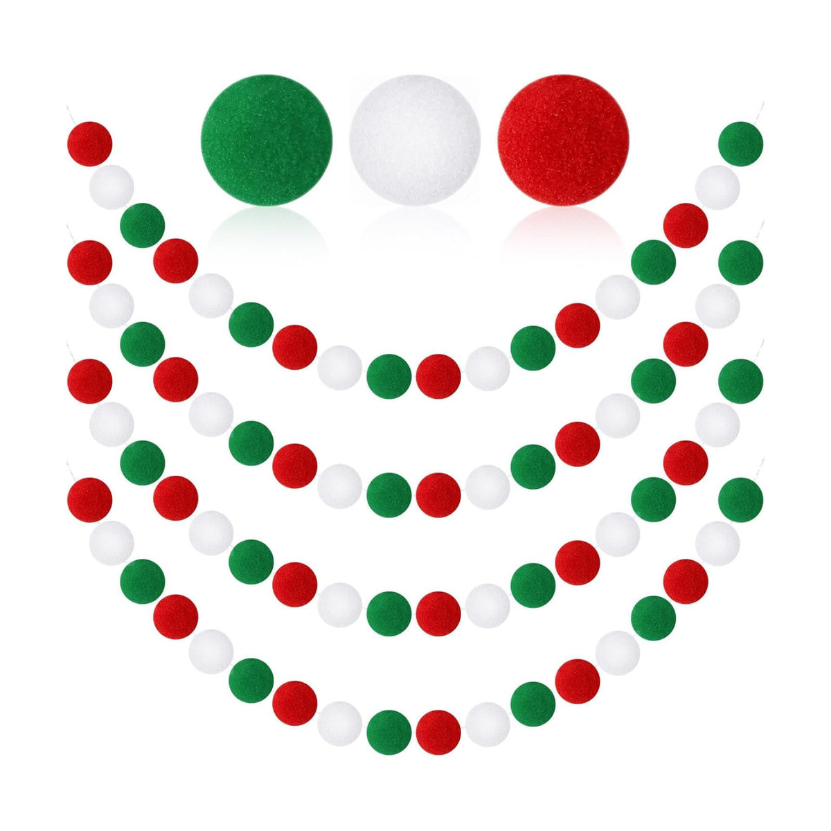 MARFOREVER 4 Pack 26.3 Ft Christmas Pom Pom Garland Ornaments Decorations