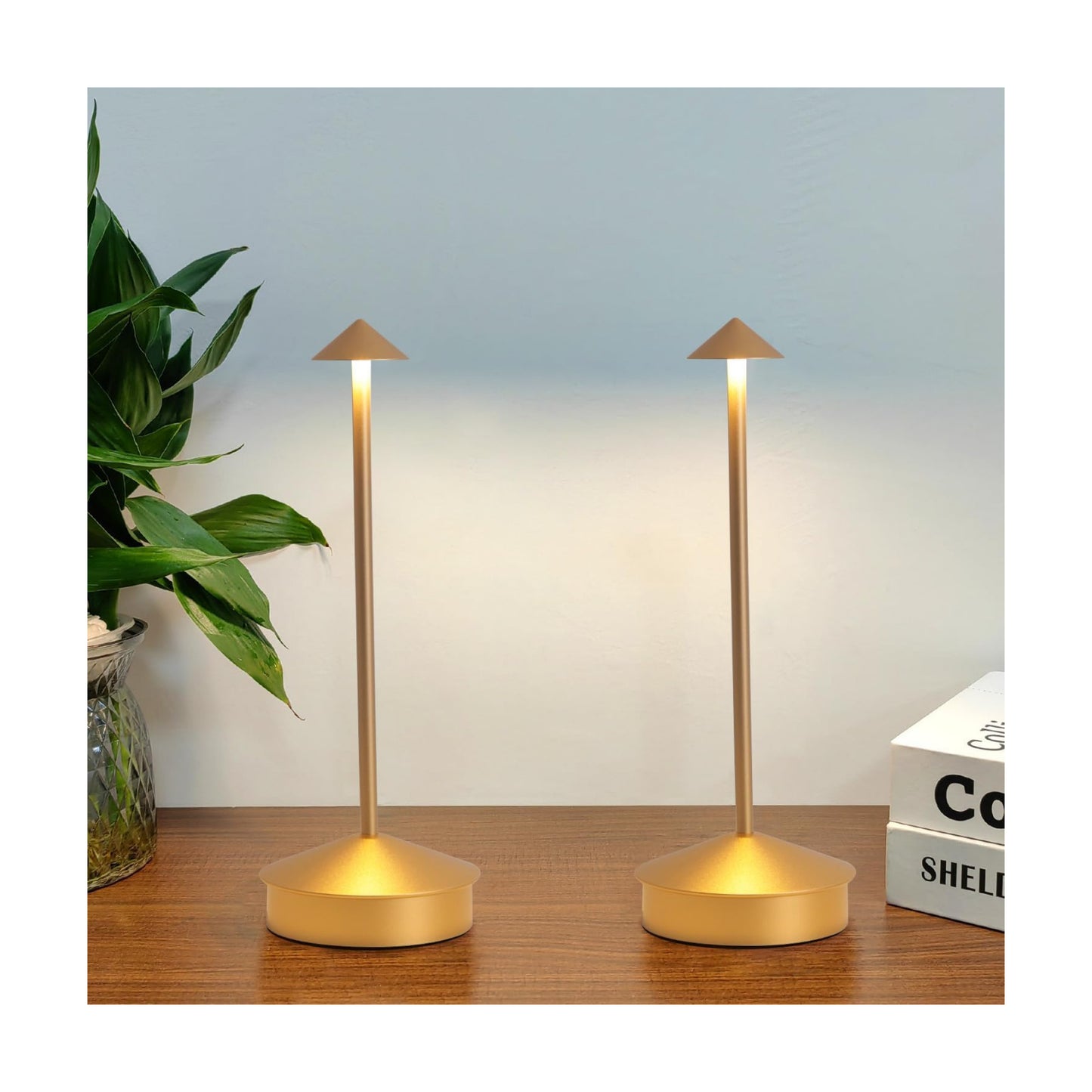 2 Pack Aluminum Cordless Table Lamp, 6000mAh Rechargeable Table Lamps, Portable Touch LED Lamp, Outdoor Waterproof