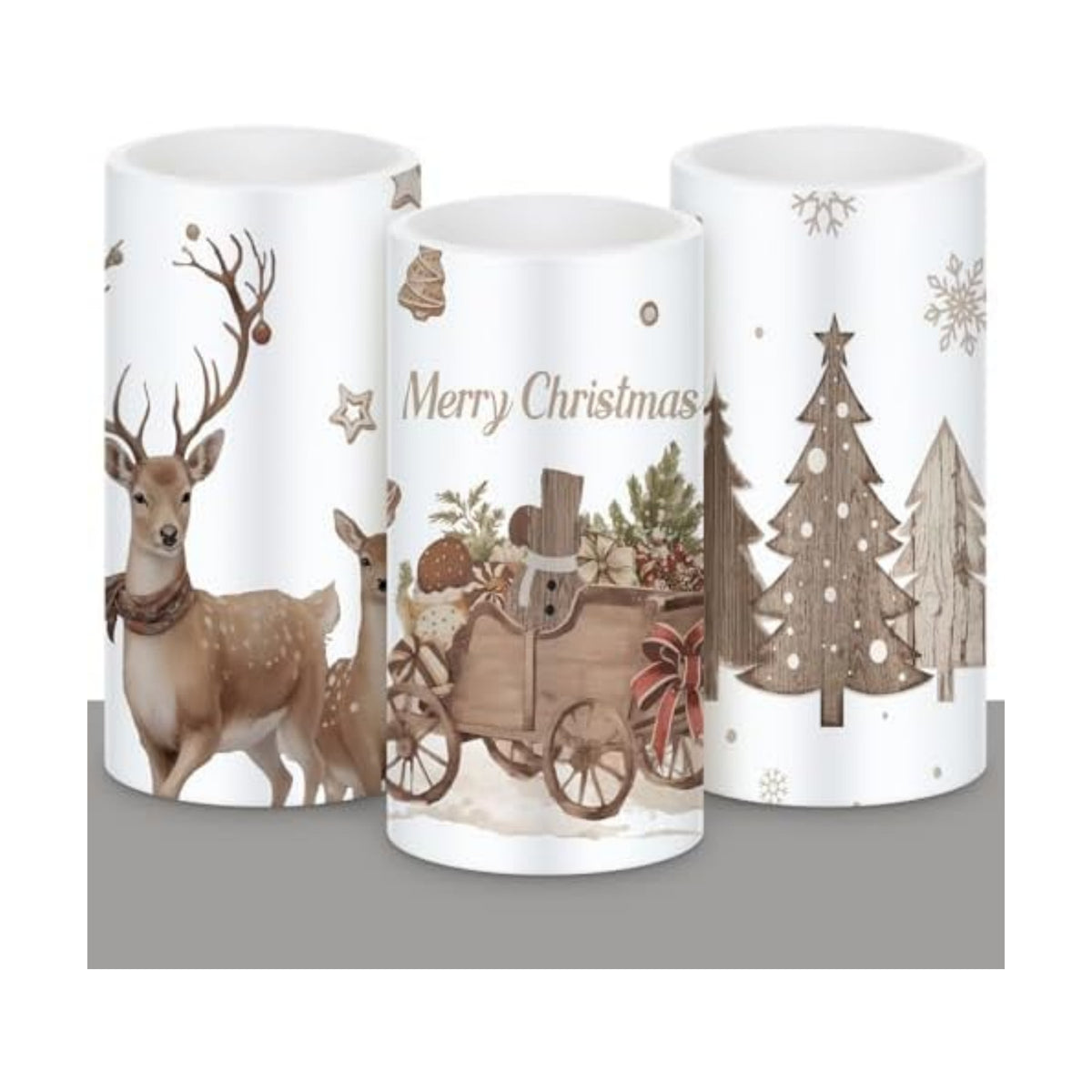 Retisee 3 Pcs Rustic Christmas Flameless LED Candles with Remote for Table
