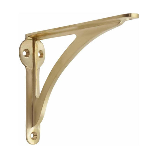Heavy Duty and Antique Shelf Bracket for Shelving Modern L Shaped / Brass Brushed / 4.5 Inches