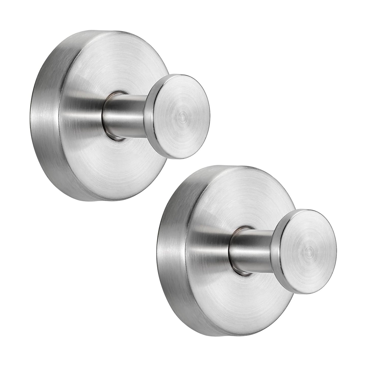 Suction Cup Hooks for Shower No-Drill Bathroom Hooks for Towels / Brushed Nickel / Set of 2