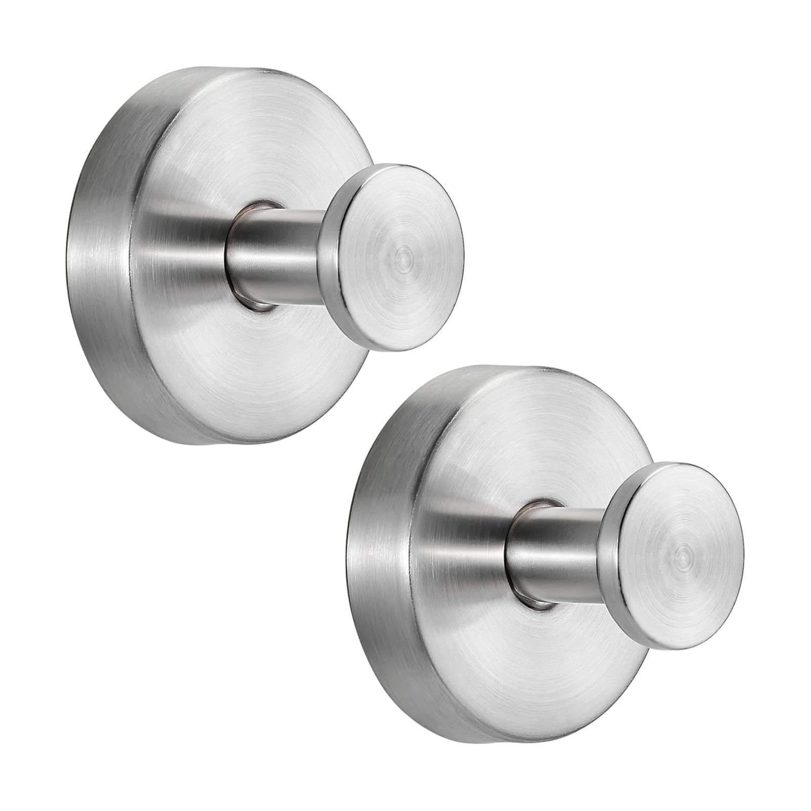 Suction Cup Hooks for Shower No-Drill Bathroom Hooks for Towels / Brushed Nickel / Set of 2