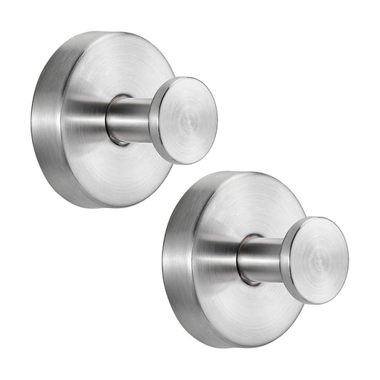 Suction Cup Hooks for Shower No-Drill Bathroom Hooks for Towels / Brushed Nickel / Set of 2