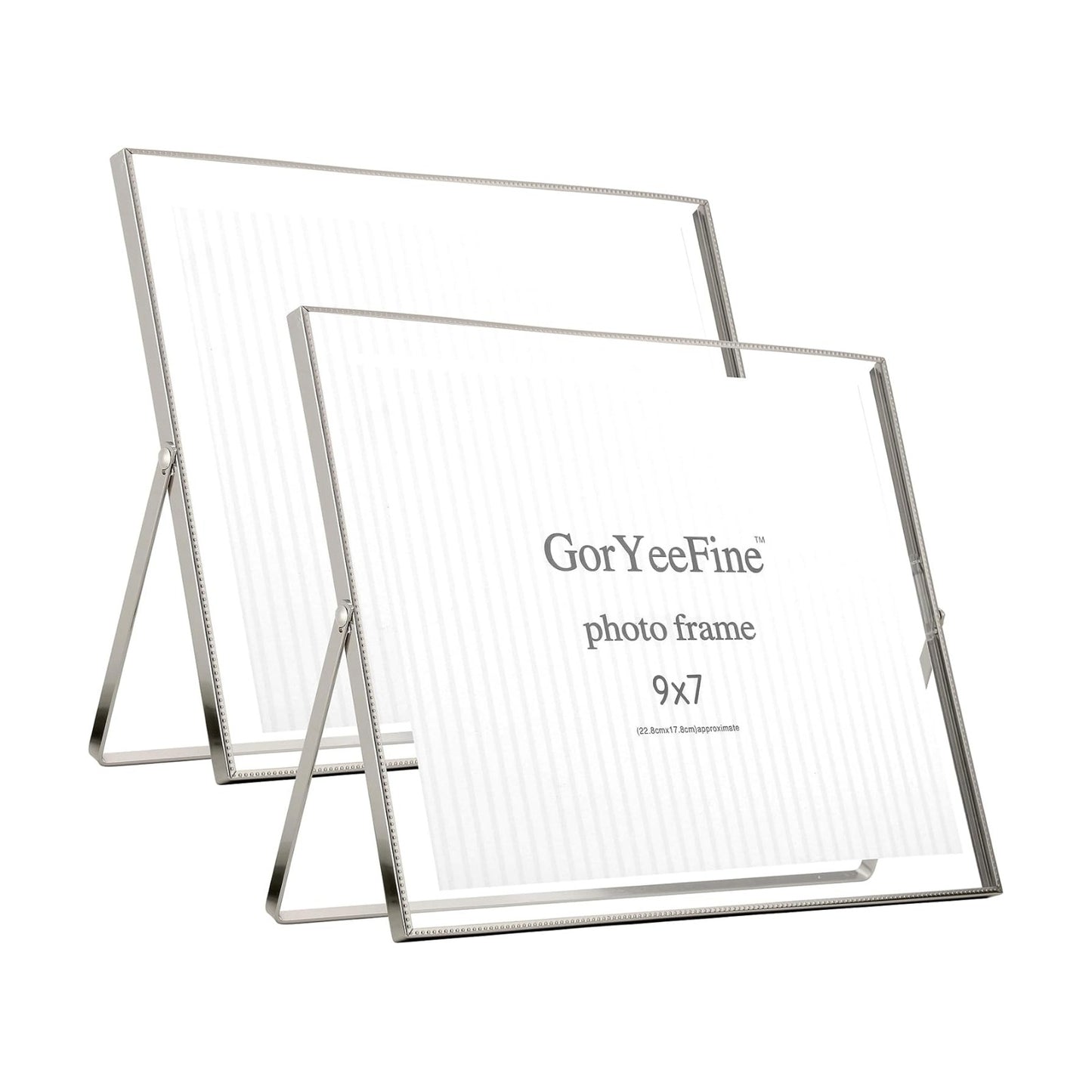 Silver 8×10"(Horizontal) Floating Picture Frames Set of 2,For Picture (7x9'',6x8'',5x7''),Tabletop Shelf Photo