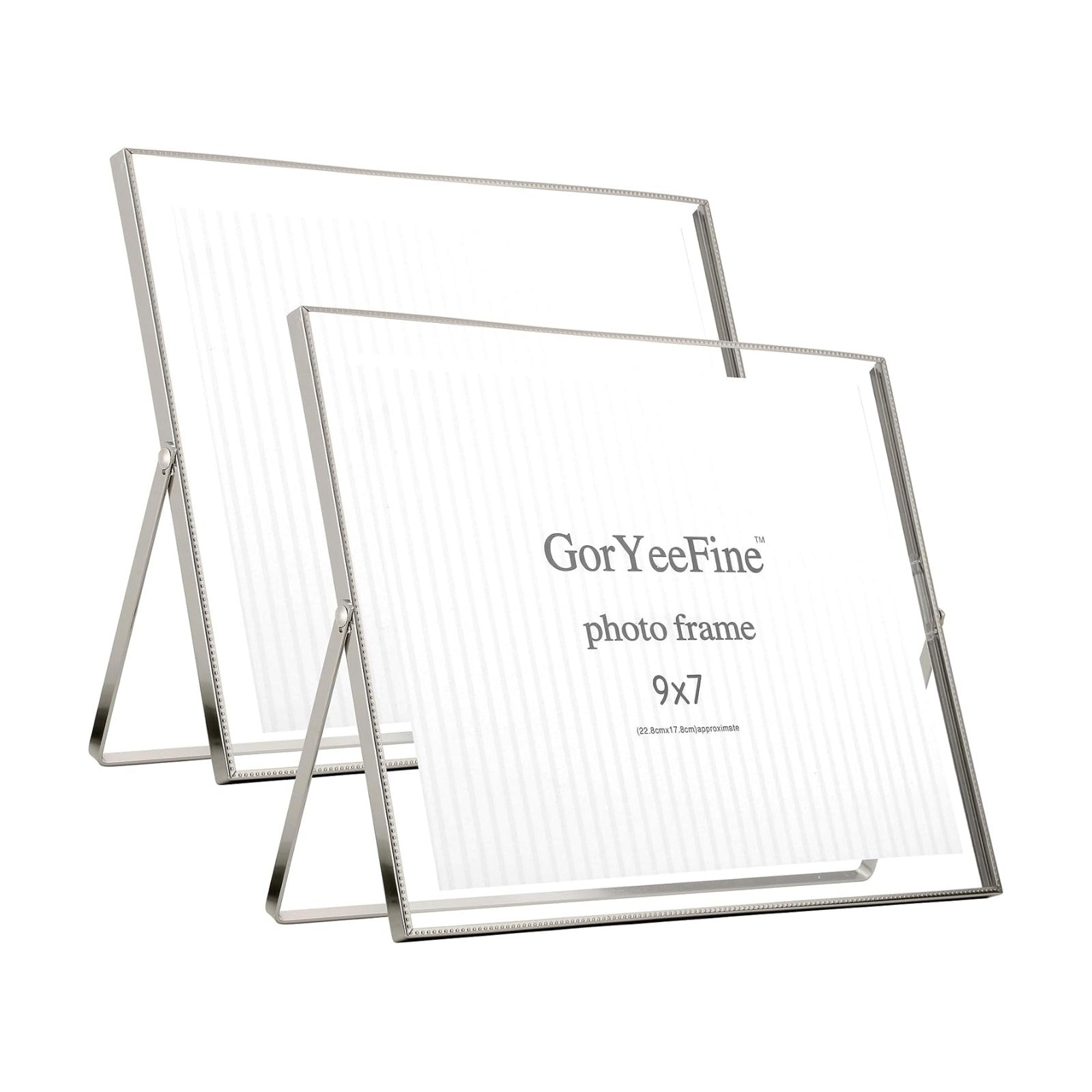 Silver 8×10"(Horizontal) Floating Picture Frames Set of 2,For Picture (7x9'',6x8'',5x7''),Tabletop Shelf Photo