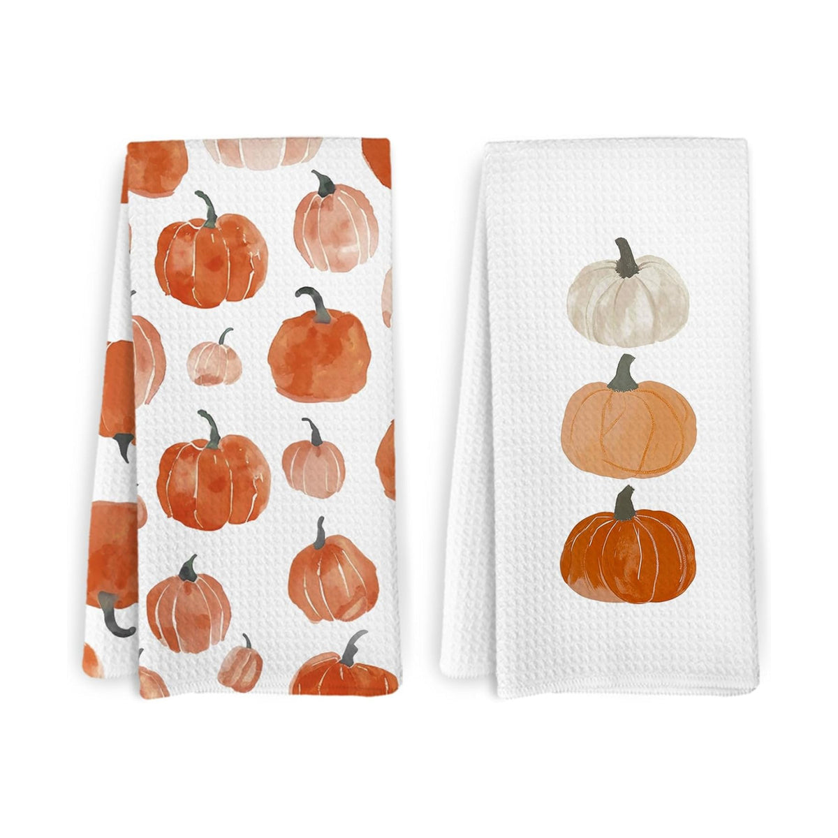 Fall Pumpkin Decor Kitchen Towels and Dishcloths Set of 2, Fall Thanksgiving Day Hand Dish Towel, Farmhouse Autumn Pumpkins Decorative Hand Tea Towels for Bathroom Kitchen, 16×24 Inch