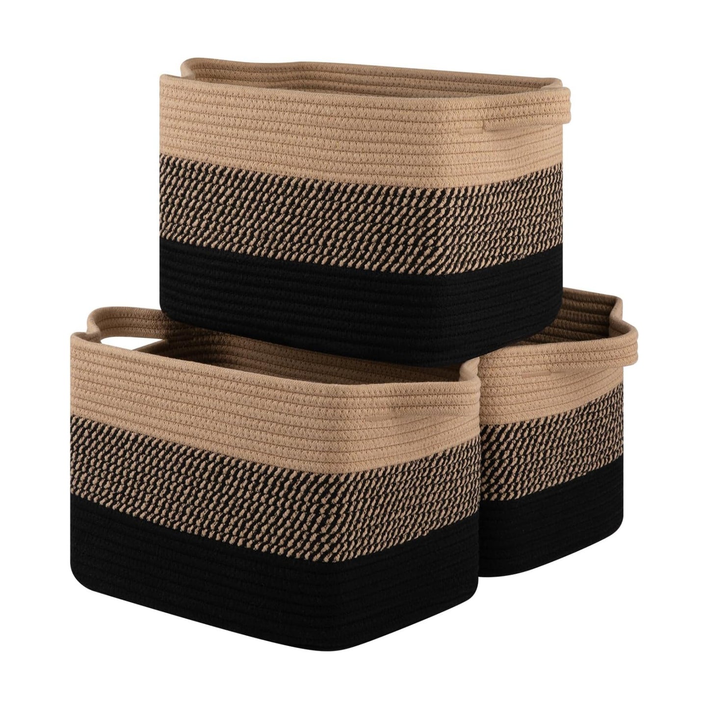 Woven Baskets for Storage / Black & Brown / 13 x 9.85 x 8.7