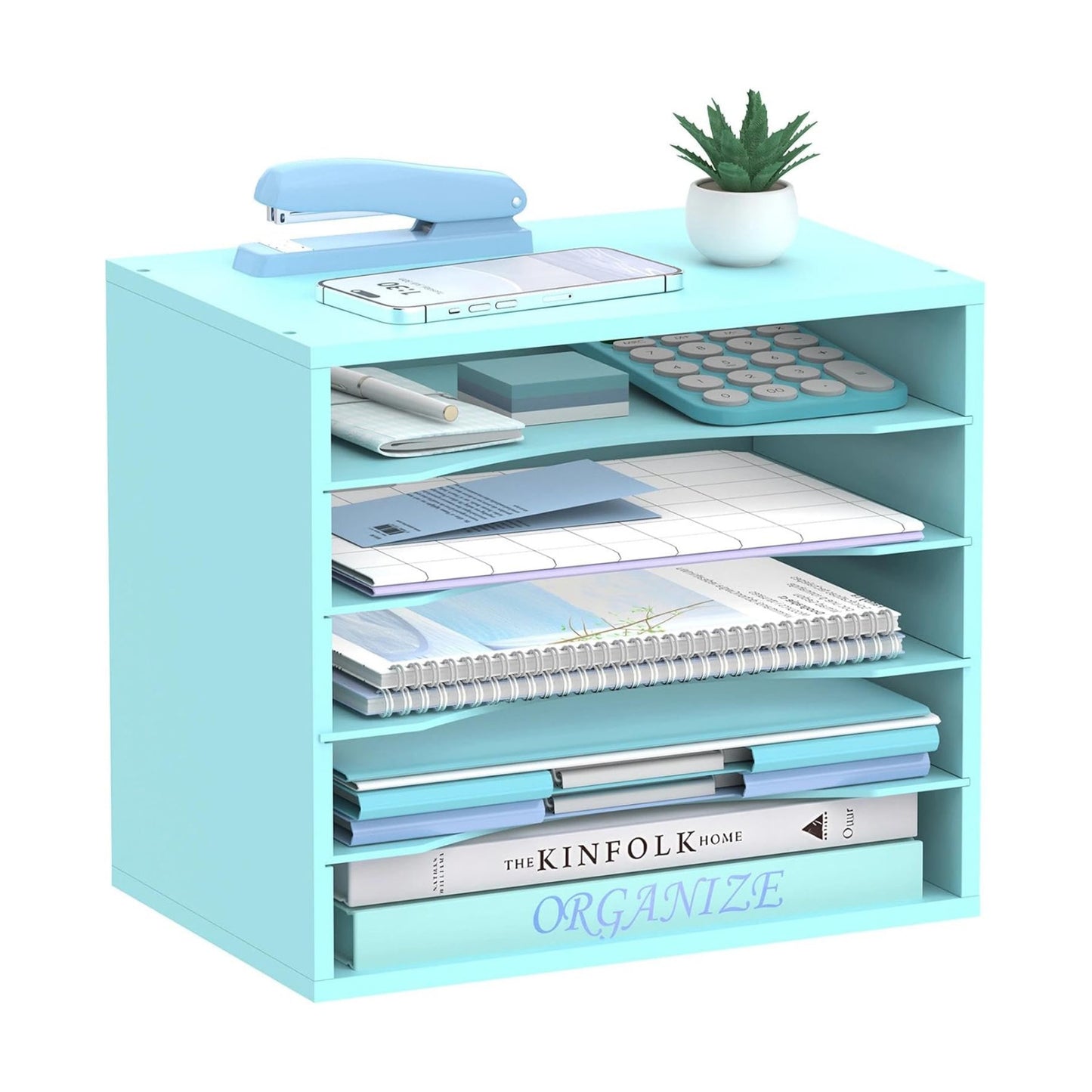 5-Tier Paper Organizer for Desk, Adjustable Mail Organizer, Blue | 5-Tier Paper Organizer and Mail Organizer for Desk
