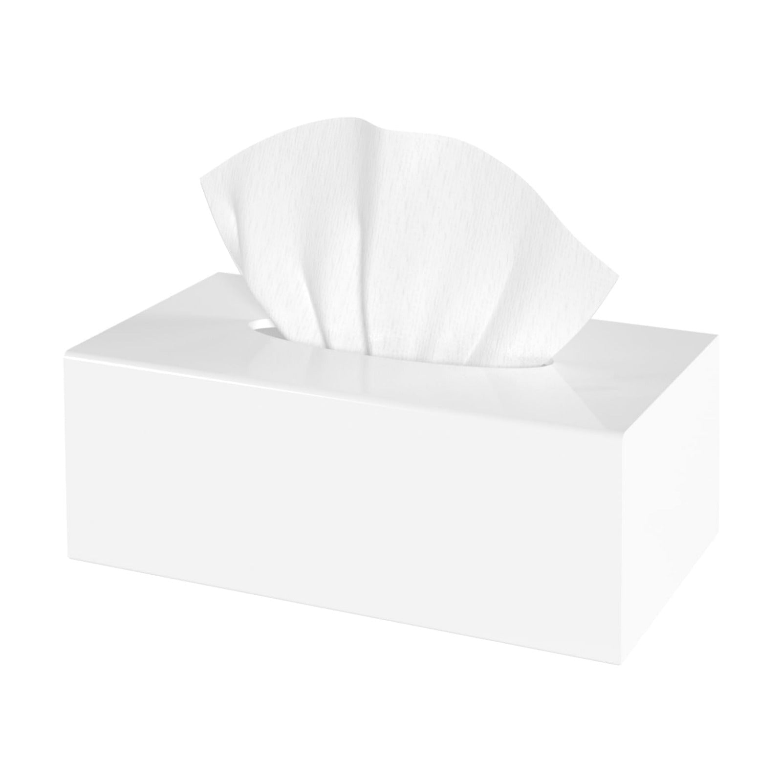 Modern Tissue Box Holder / Shiny White / 9.85"lx5.1"w X4.5"h