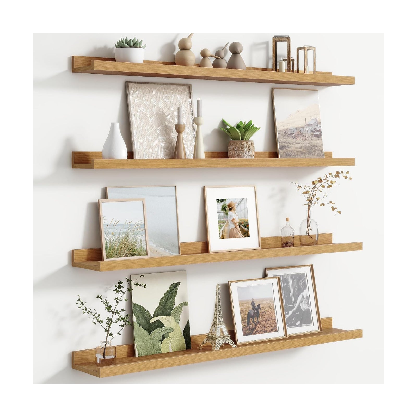 Floating Picture Ledge Shelves for Wall Set of 4, 36 Inch Wall Shelves with Lip Long Large Nursery Book Shelf for Toys