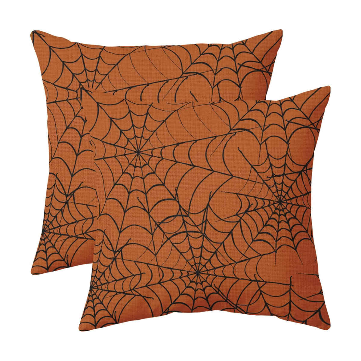 Halloween Spiderweb Pillow Covers 22x22 Set of 2 Burnt Orange Black Web Outdoor Decorative Throw Pillows Halloween Scary Themed Farmhouse Pillowcases Linen Cushion Case Decor for Home Sofa Couch Bed