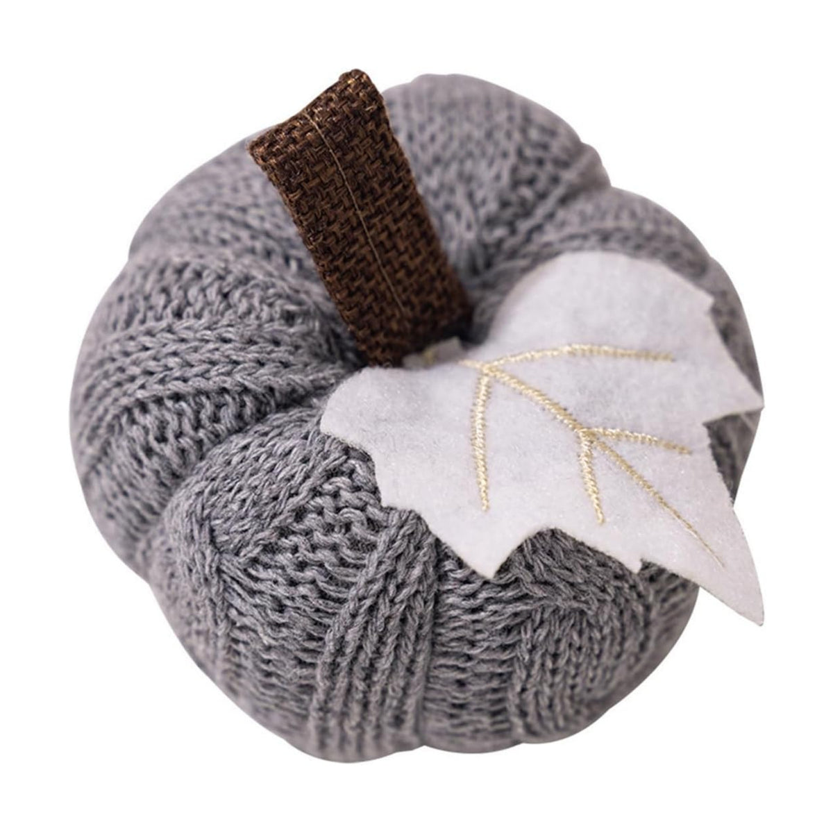 Kuriozud Faux Fall Harvest Crochet Pumpkins Small Knit Pumpkins Rustic Farmhouse Pumpkins Foam Pumpkins for Thanksgiving Halloween Autumn Mantel Table Décor (Grey, 9cmx9cmx6cm)
