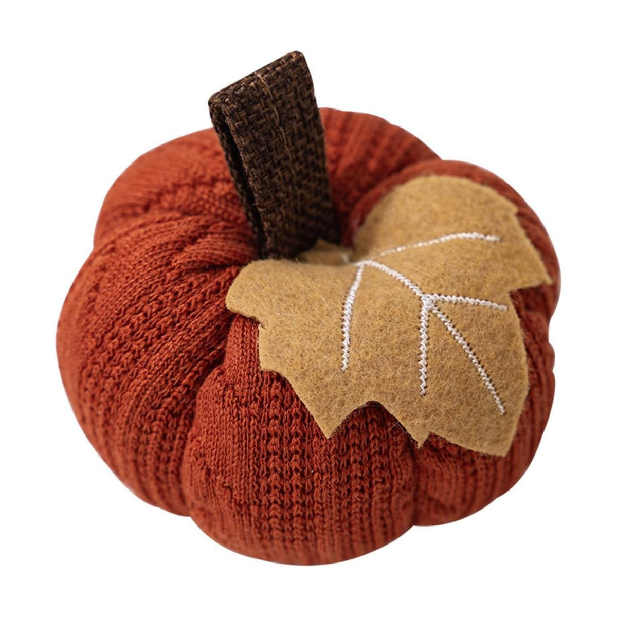 Kuriozud Faux Fall Harvest Crochet Pumpkins - Small Knit Rustic Farmhouse Foam Decor for Thanksgiving Halloween Autumn Mantel Table (Orange, 9cmx9cmx6cm)