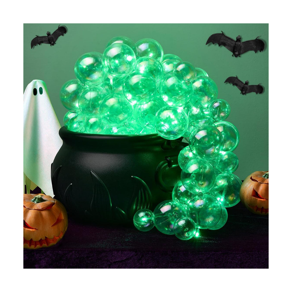 Halloween Decorations Indoor - DIY Witches Bubbling Cauldron Set with Light, Halloween Hocus Pocus Party Decor Black Witch Plastic Cauldron Bowl Pot Decorations for Table Mantle