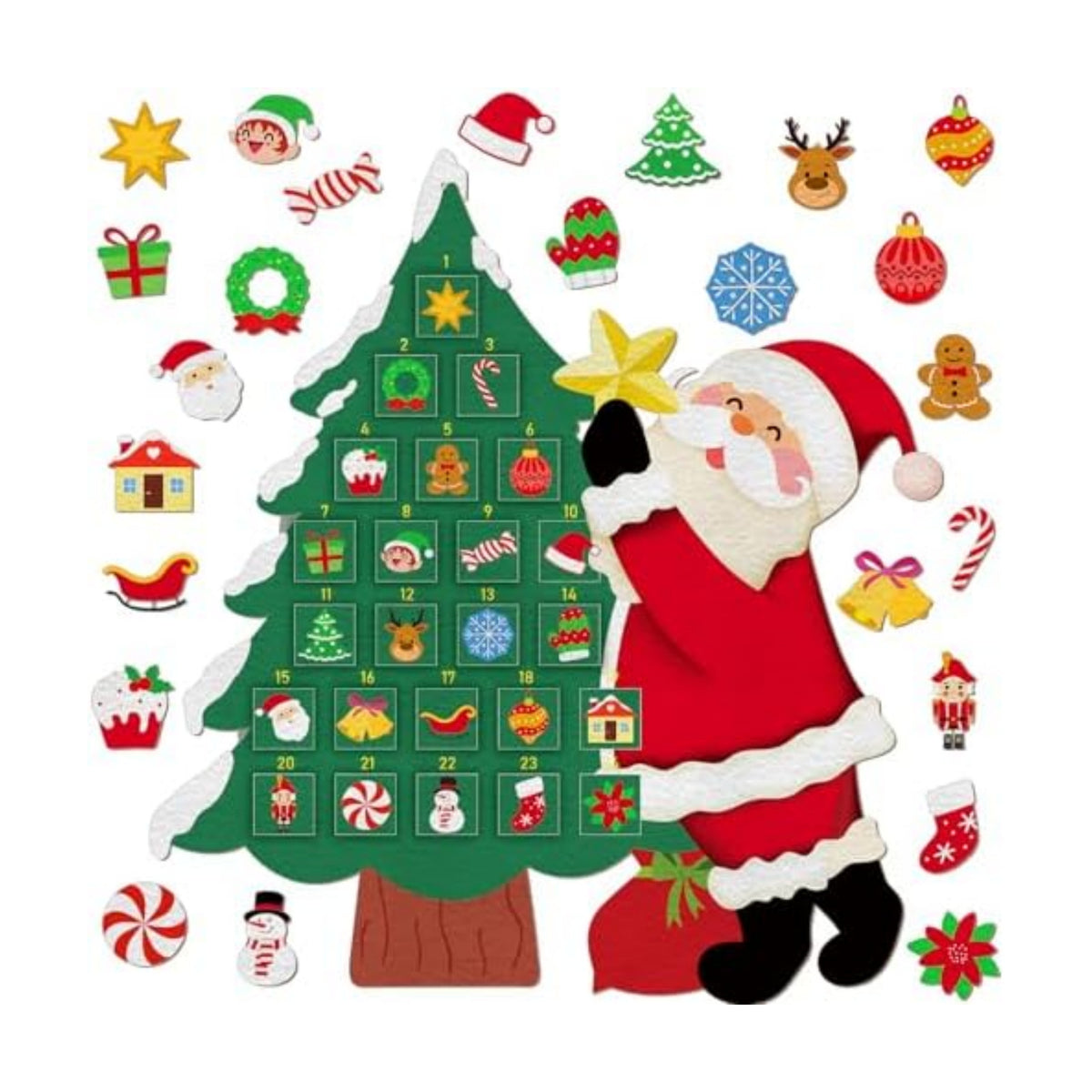 Watersay Christmas Tree Felt Advent Calendar for Kids Countdown Calendar