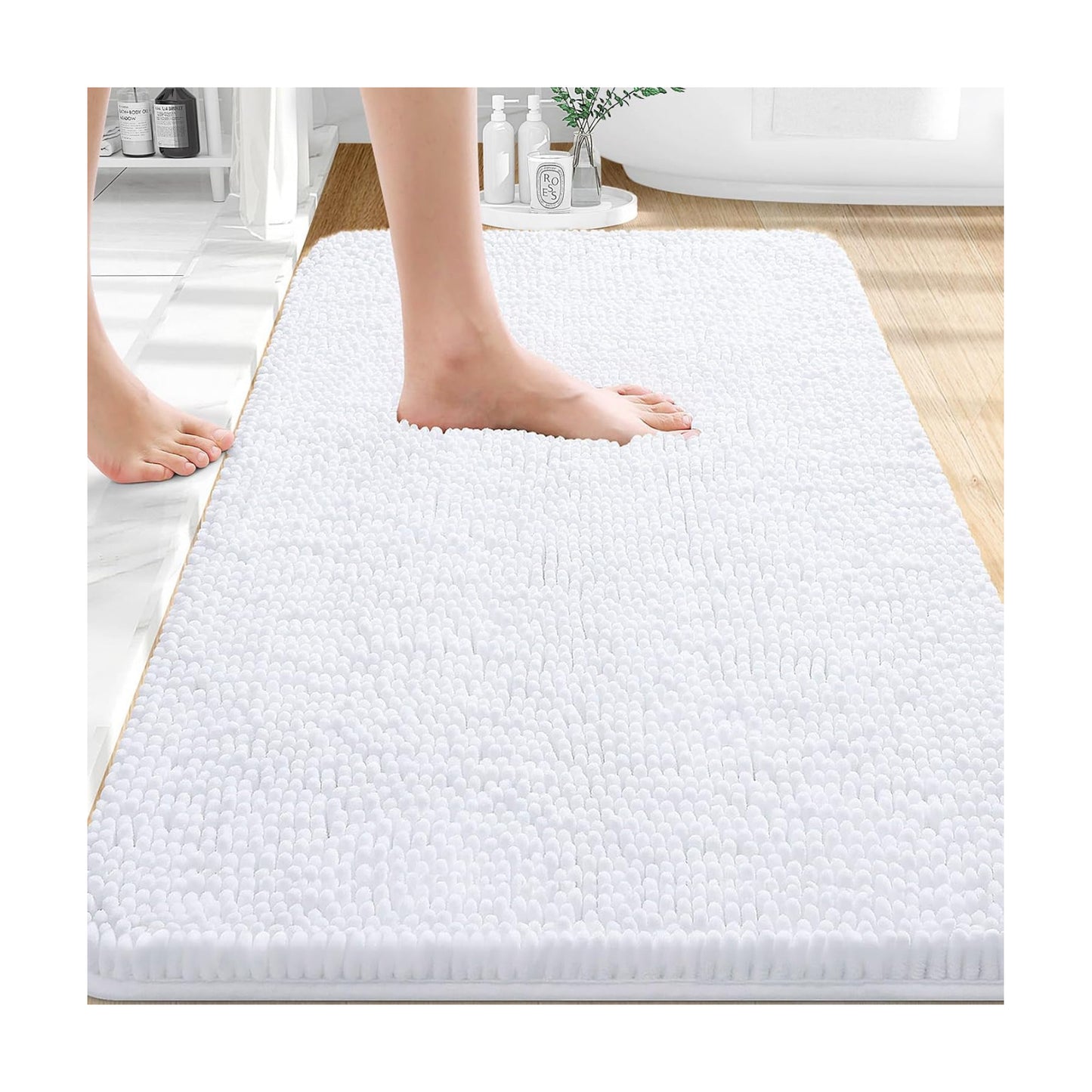 OLANLY Small Bathroom Rugs 30x18, Extra Soft Absorbent Chenille Bath Rugs