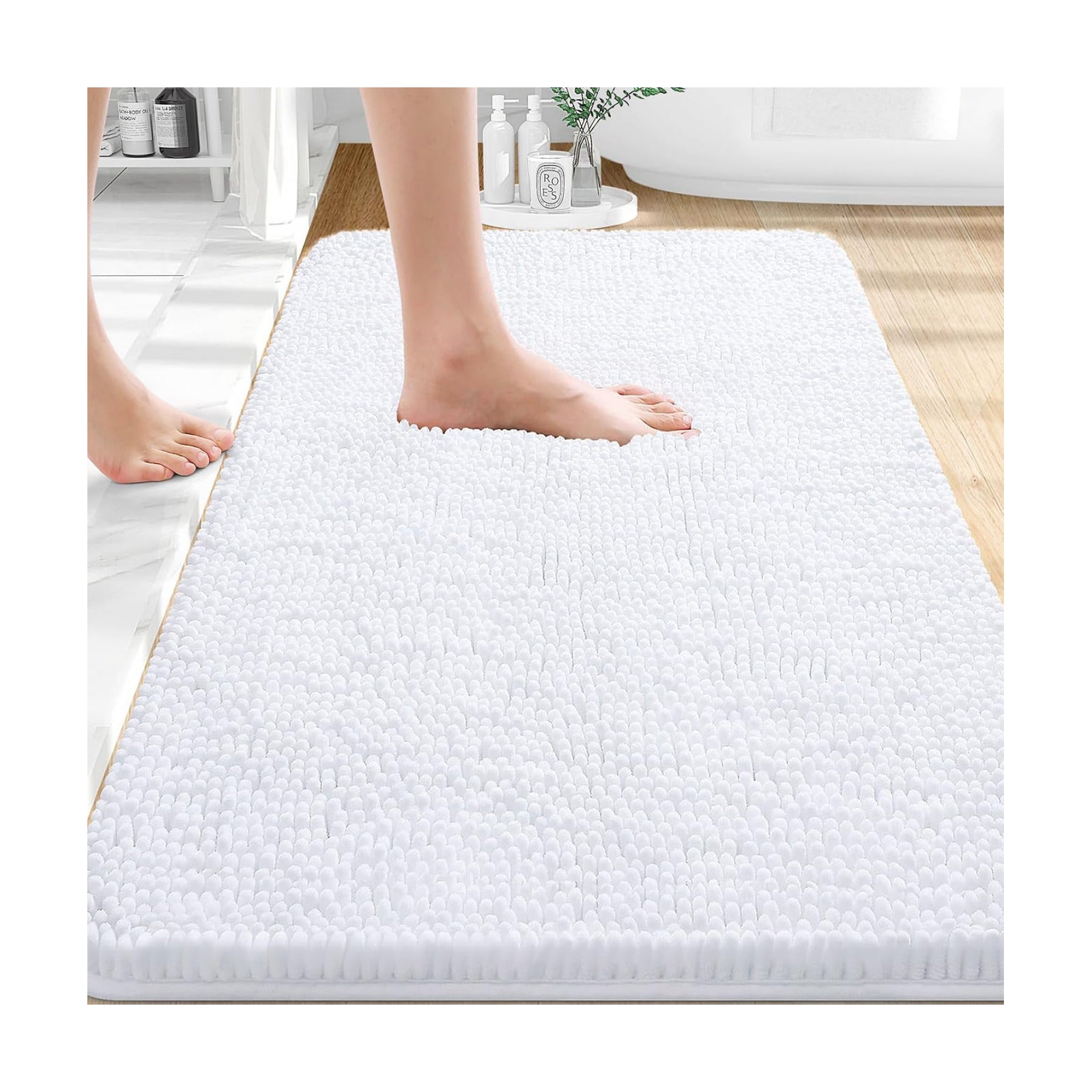 OLANLY Small Bathroom Rugs 30x18, Extra Soft Absorbent Chenille Bath Rugs