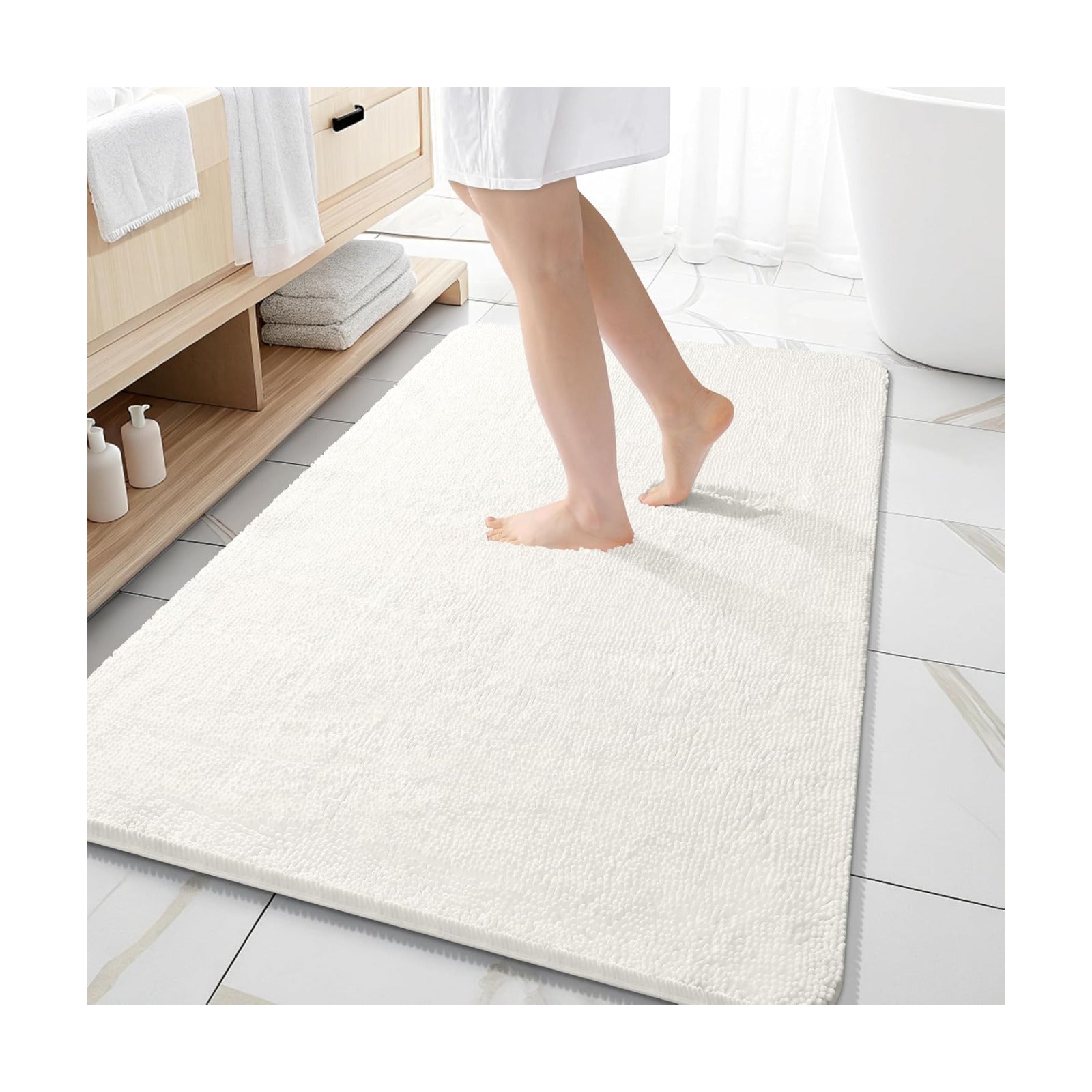 OLANLY Large Bathroom Rugs 59x35, Extra Soft Absorbent Chenille Bath Rugs