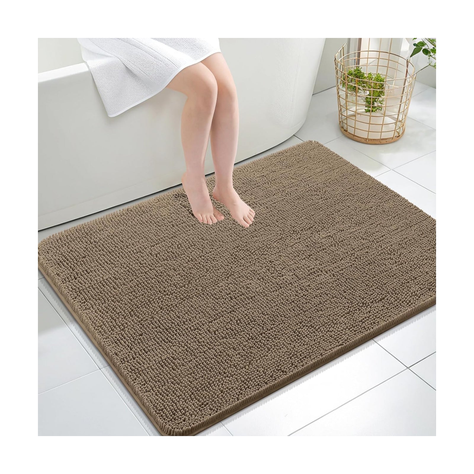 OLANLY Large Bathroom Rugs 40x32, Extra Soft Absorbent Chenille Bath Rugs
