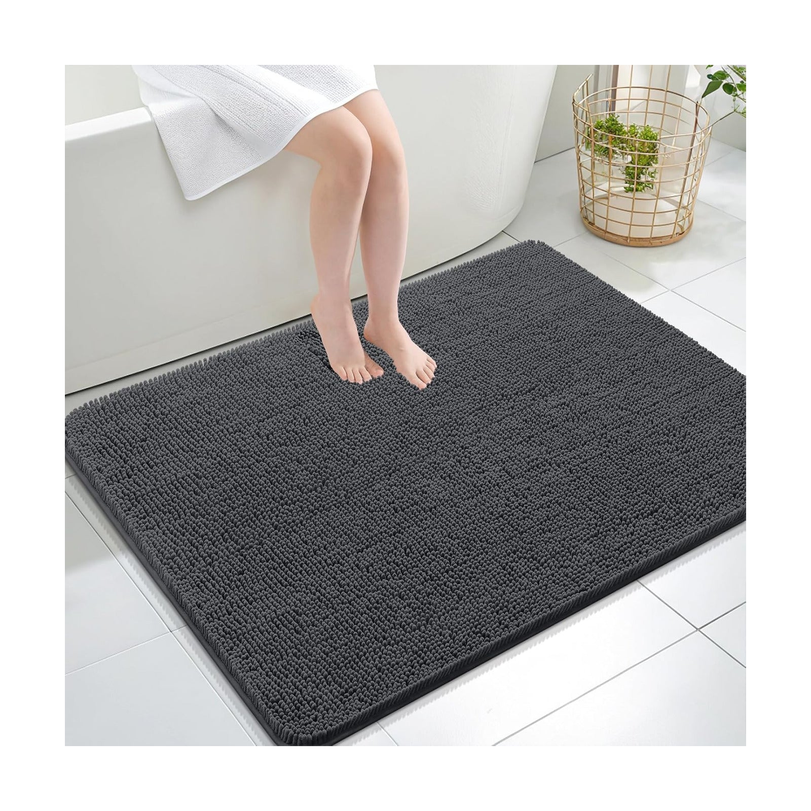 OLANLY Large Bathroom Rugs 40x32, Extra Soft Absorbent Chenille Bath Rugs