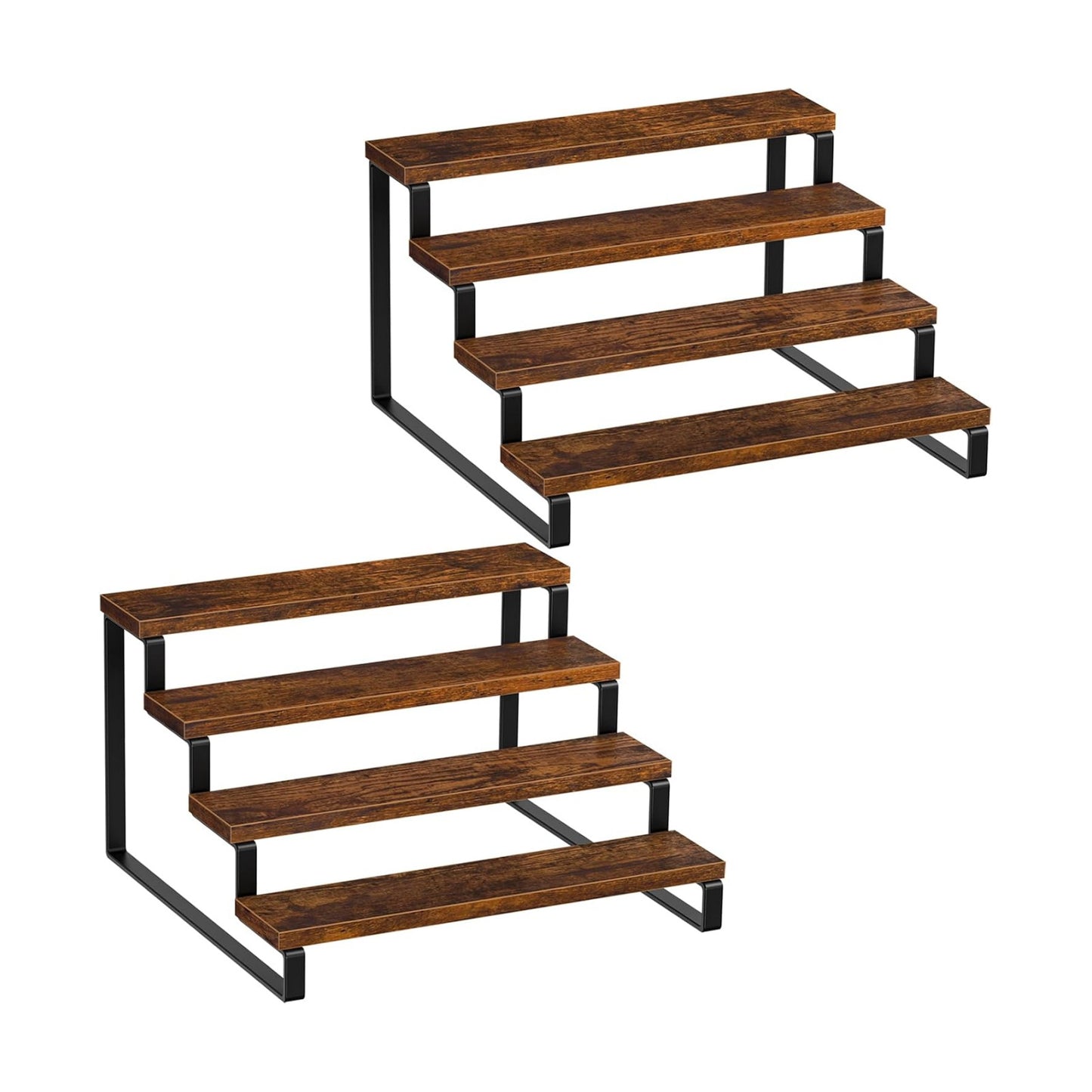 Giikin 4 Tier Spice Rack, Set of 2 Wooden Spice Rack for Countertop, Kitchen Counter Storage Shelves Cupcake Stand