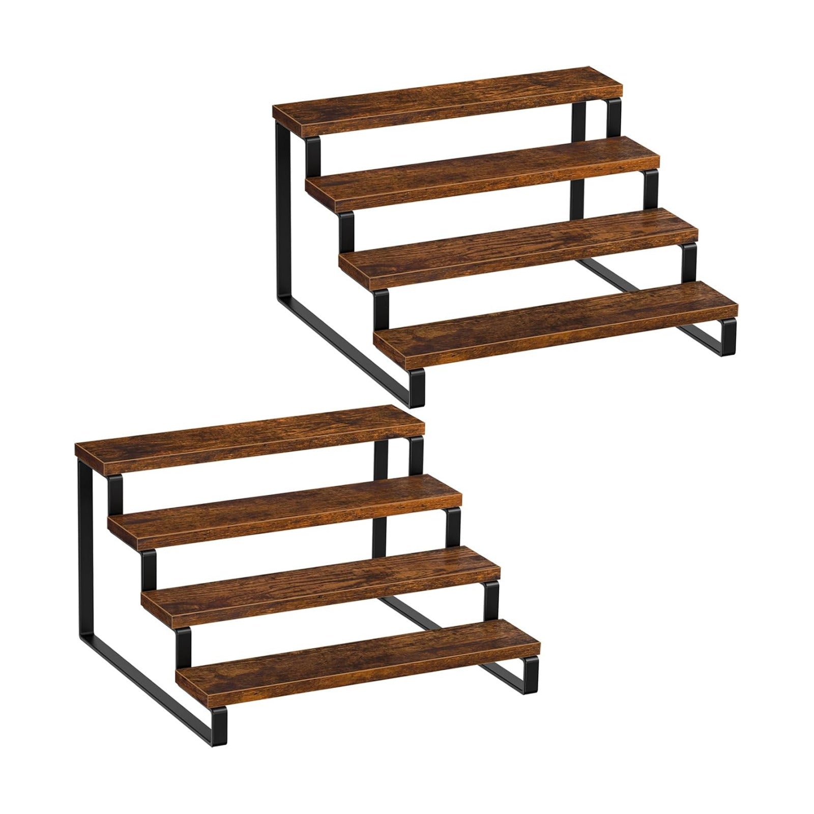 Giikin 4 Tier Spice Rack, Set of 2 Wooden Spice Rack for Countertop, Kitchen Counter Storage Shelves Cupcake Stand