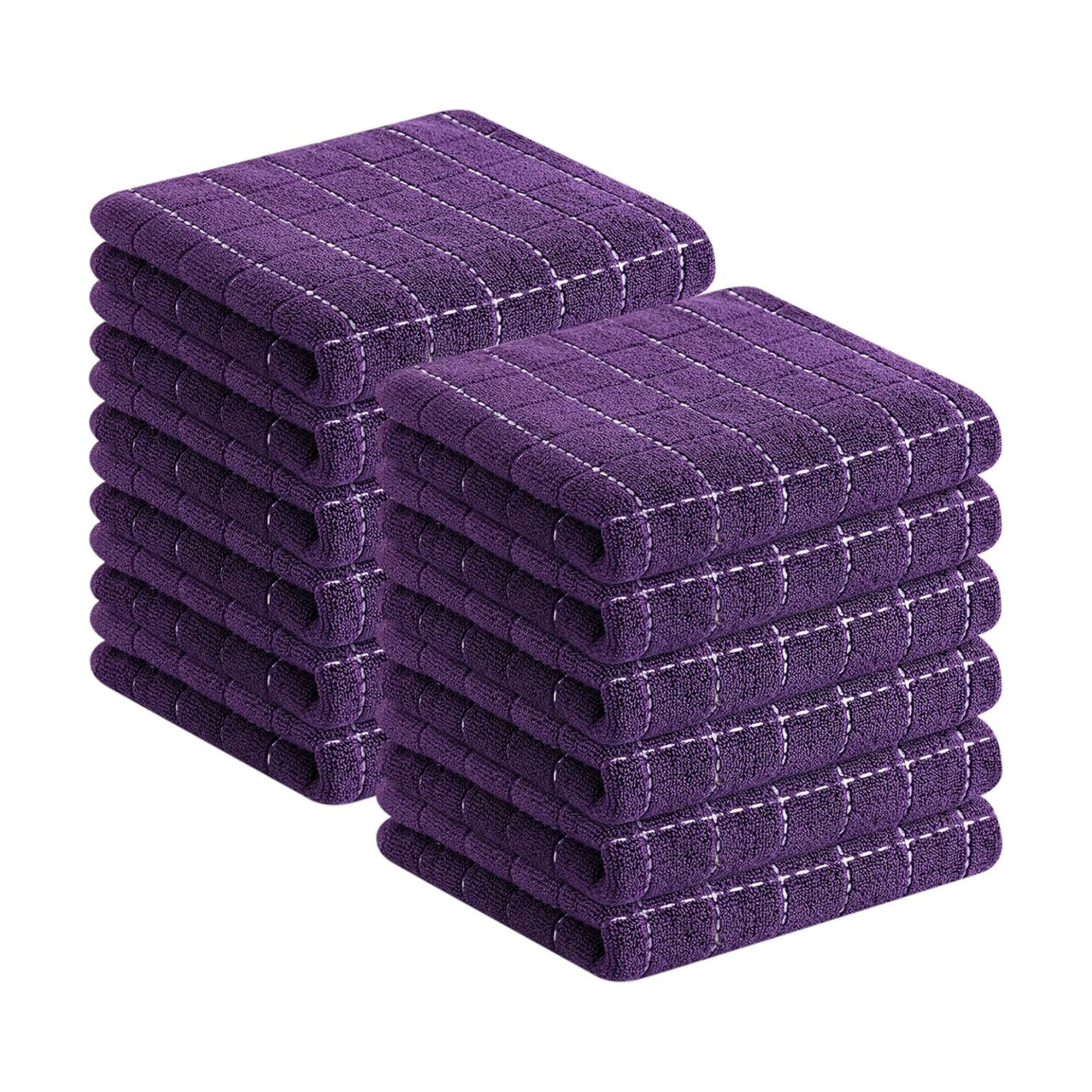 Homaxy 100% Cotton Terry Kitchen Towels, 12 Pack, Purple | Ultra Soft and Absorbent Dish Towels for Kitchen, Suitable