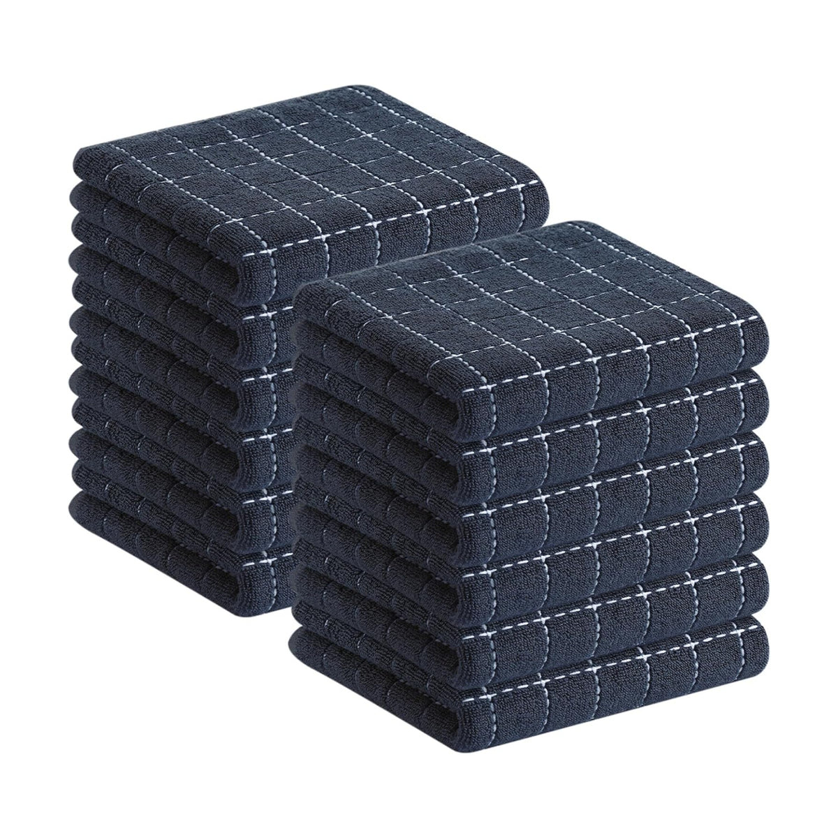 Homaxy 100% Cotton Terry Kitchen Towels, 12 Pack, Dark Grey | Ultra Soft and Absorbent Dish Towels for Kitchen