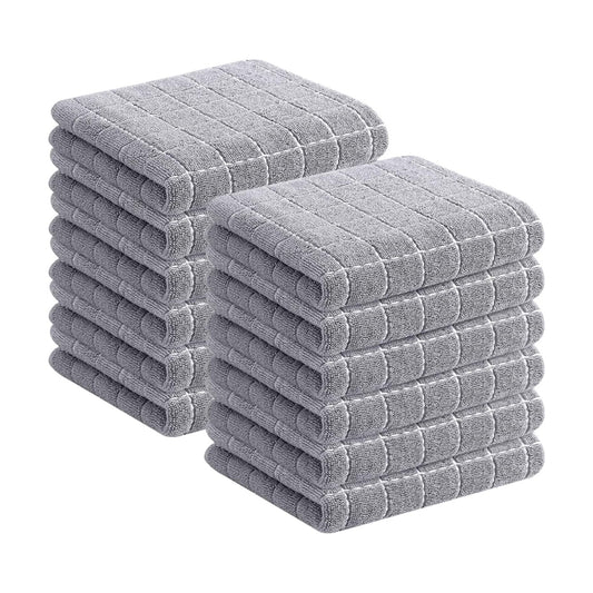 Homaxy 100% Cotton Terry Kitchen Towels, 12 Pack, Light Grey | Ultra Soft and Absorbent Dish Towels for Kitchen