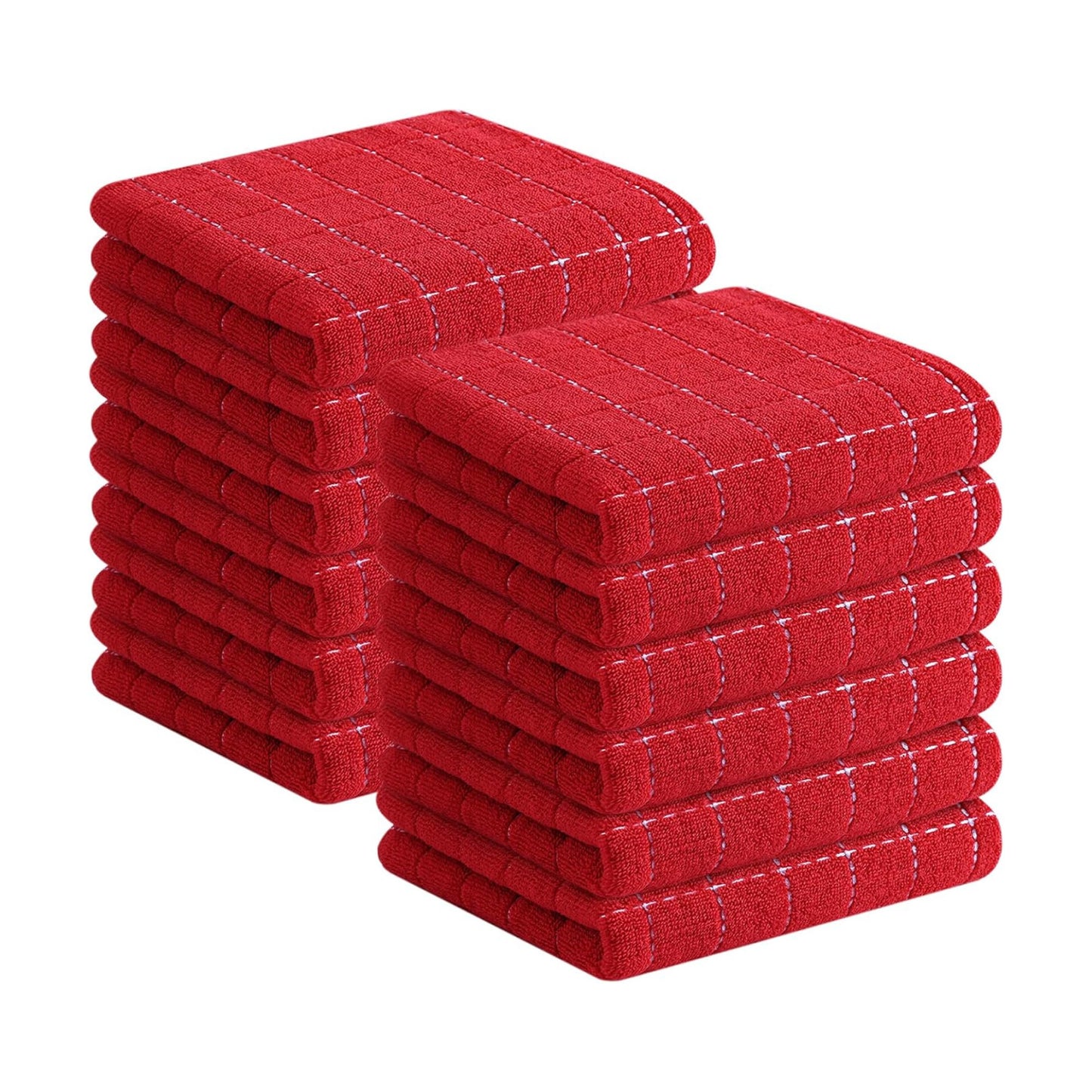 Homaxy 100% Cotton Terry Kitchen Towels, 12 Pack, Red | Ultra Soft and Absorbent Dish Towels for Kitchen, Suitable for