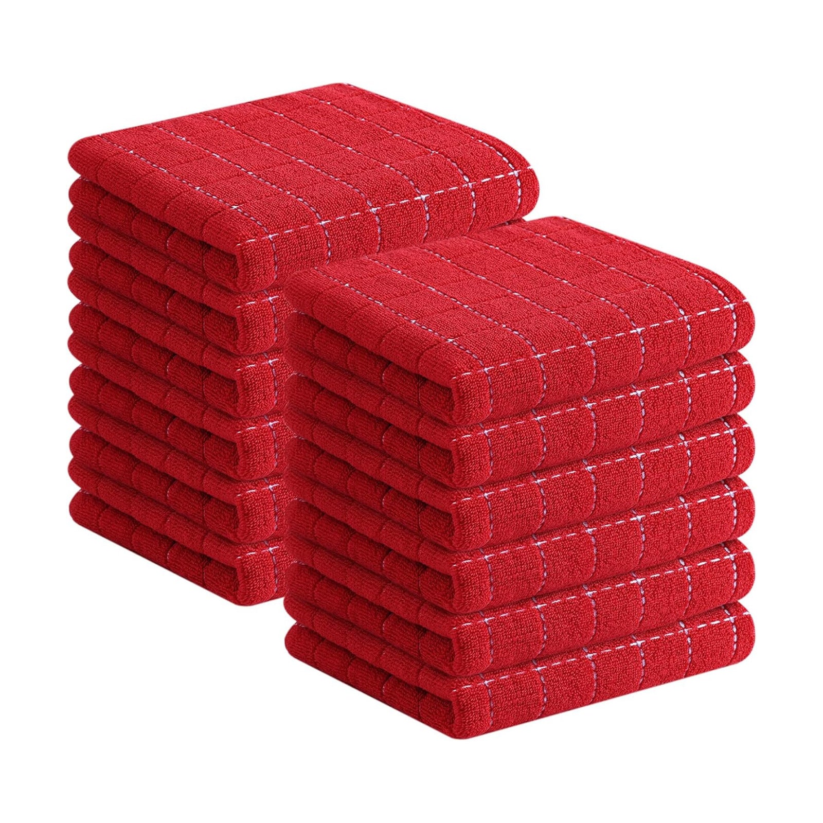 Homaxy 100% Cotton Terry Kitchen Towels, 12 Pack, Red | Ultra Soft and Absorbent Dish Towels for Kitchen, Suitable for