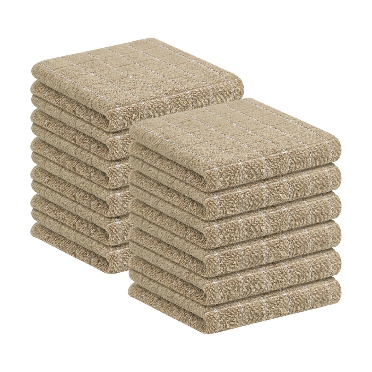 Homaxy 100% Cotton Terry Kitchen Towels, 12 Pack, Tan | Ultra Soft and Absorbent Dish Towels for Kitchen, Suitable for