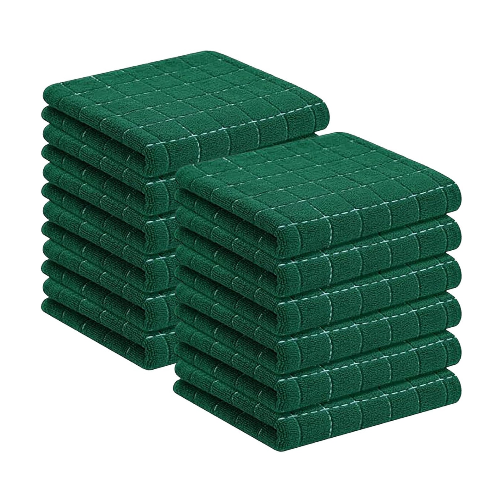 Homaxy 100% Cotton Terry Kitchen Towels, 12 Pack, Dark Green | Ultra Soft and Absorbent Dish Towels for Kitchen