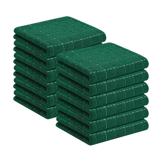 Homaxy 100% Cotton Terry Kitchen Towels, 12 Pack, Dark Green | Ultra Soft and Absorbent Dish Towels for Kitchen