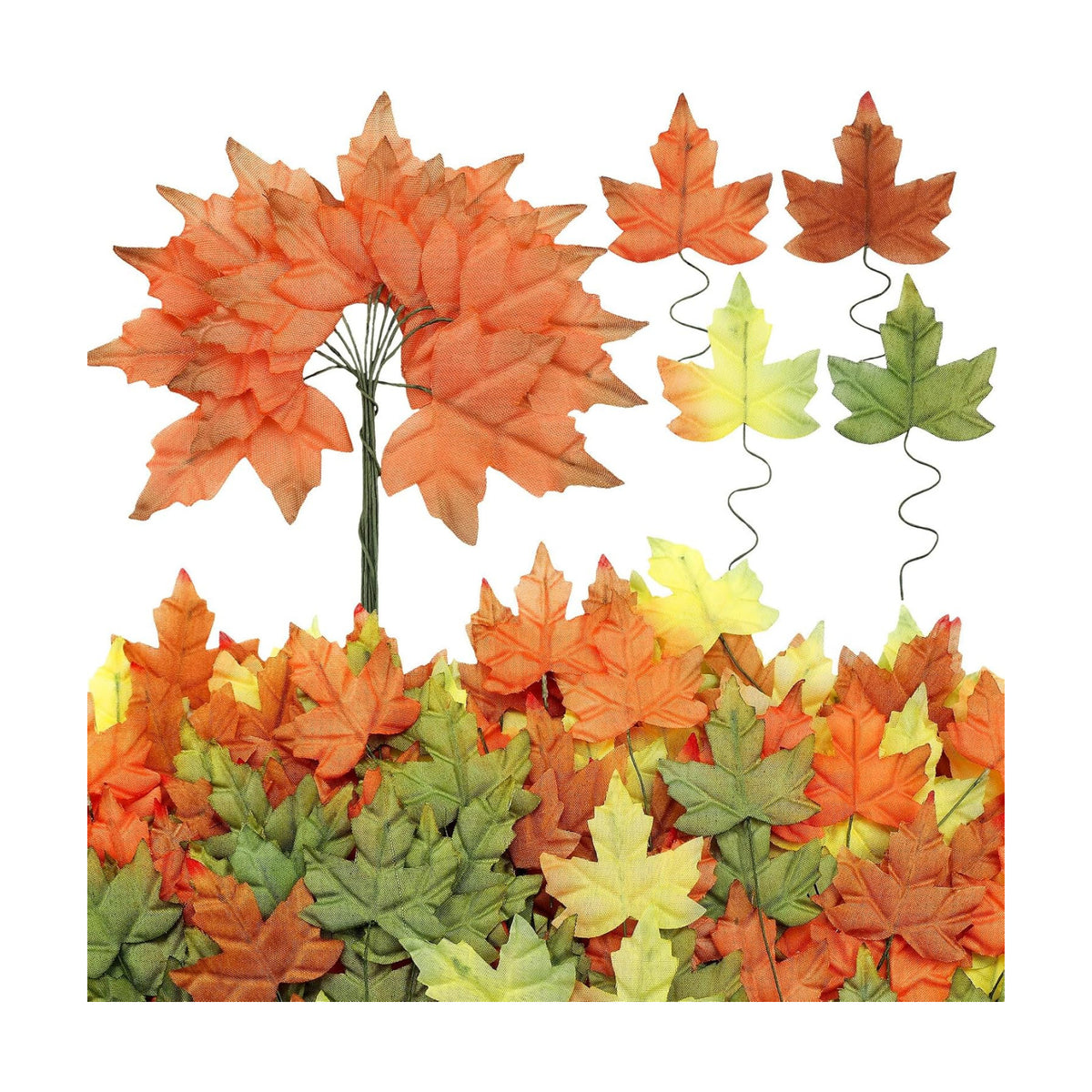 Thiccywoov 144 Pcs Fall Maple Leaves Bulk for Decoration Craft Autumn Stem
