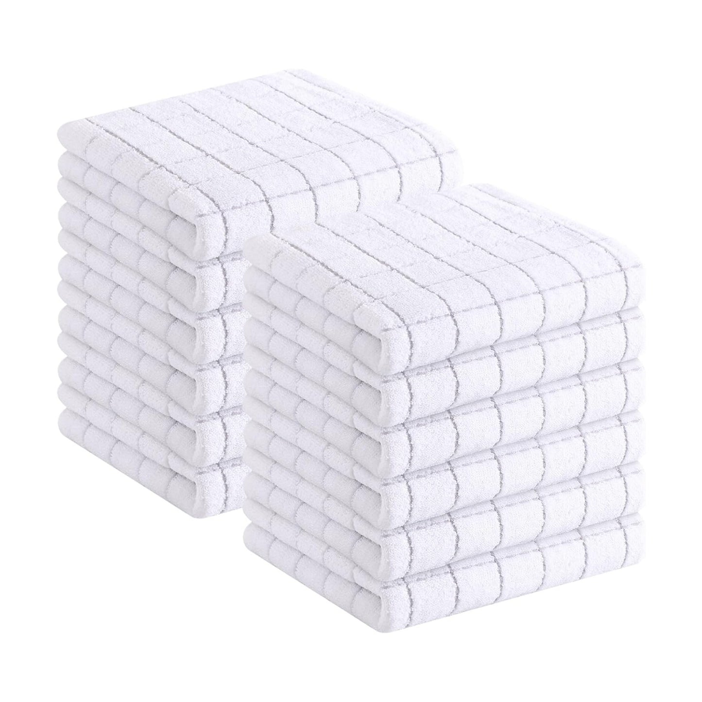 Homaxy 100% Cotton Terry Kitchen Towels, 12 Pack, White | Ultra Soft and Absorbent Dish Towels for Kitchen, Suitable