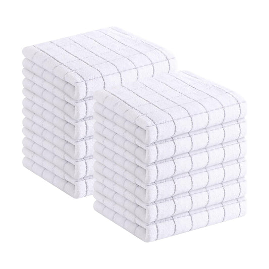 Homaxy 100% Cotton Terry Kitchen Towels, 12 Pack, White | Ultra Soft and Absorbent Dish Towels for Kitchen, Suitable