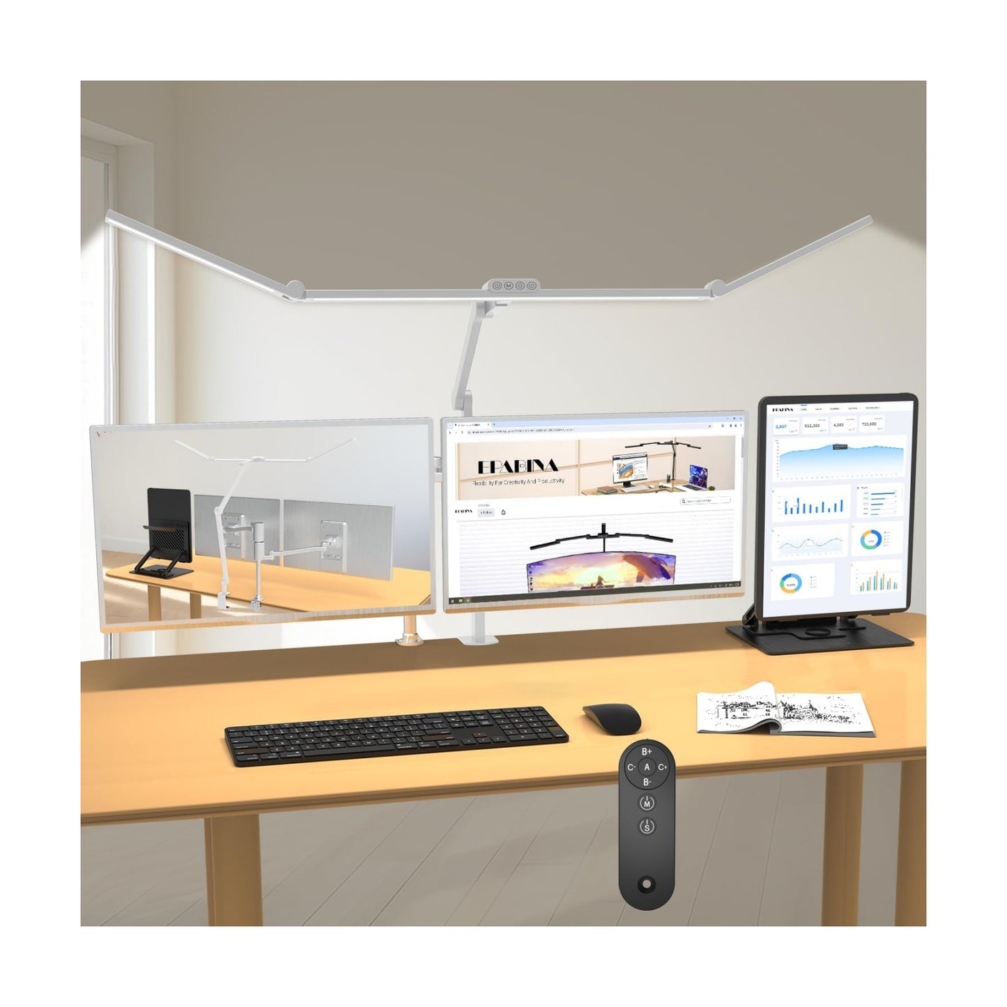 36W Ultra Bright Architect Desk Lamp with Clamp, Tall Overhead Rotatable Led Desk Light for Home Office, 47Inch Long