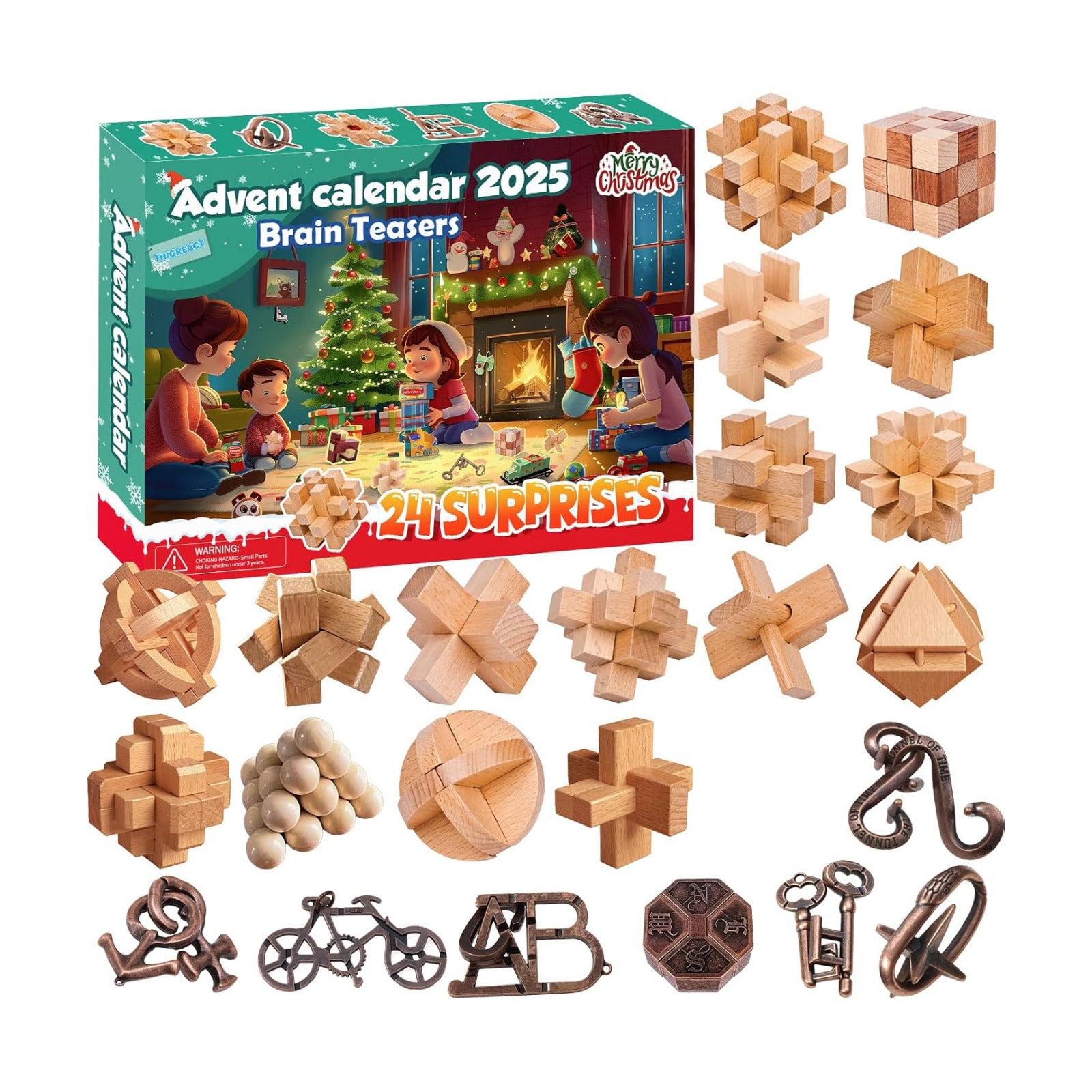 Advent Calendar 2025-24 Days of Brain Teaser Puzzles Toys Kit - Christmas Countdown Gifts for Girls Boys Adults and