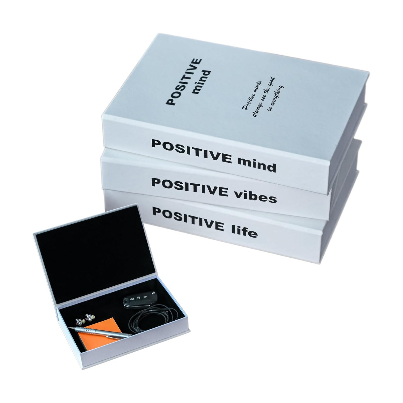 Tadome Fake Books for Decoration & Hidden Storage / White / Set of 3