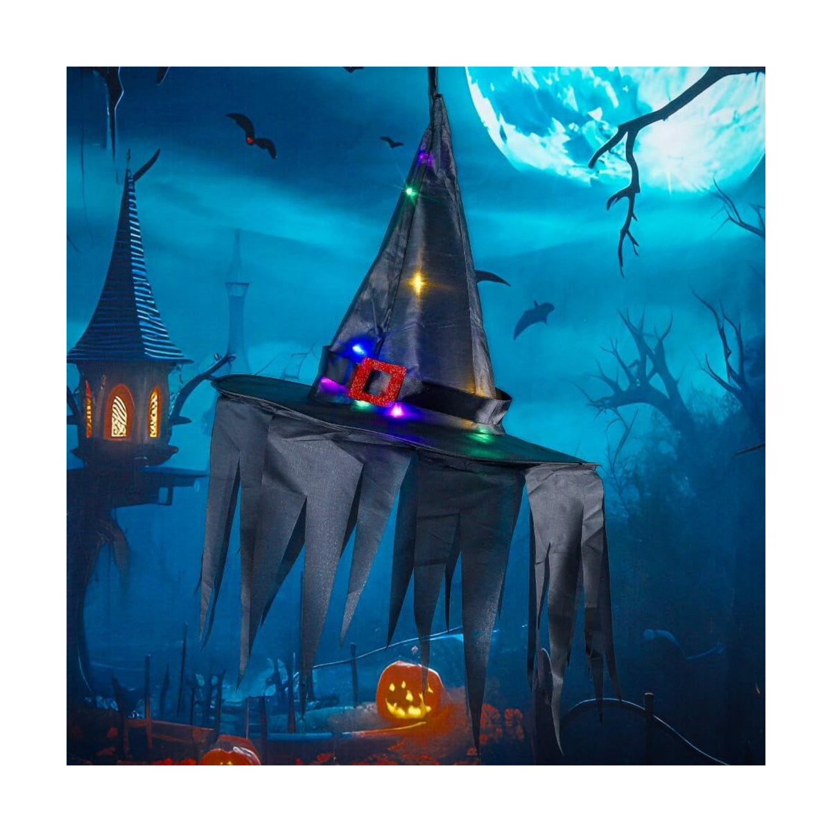 light up Halloween Decorations Witch Hat Hanging sawtooth Lights Ghost hats