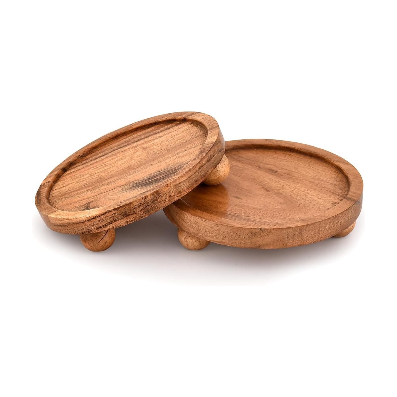 Display Stand Acacia Wood Round Wooden Display Stand Tray for Display Farmhouse
