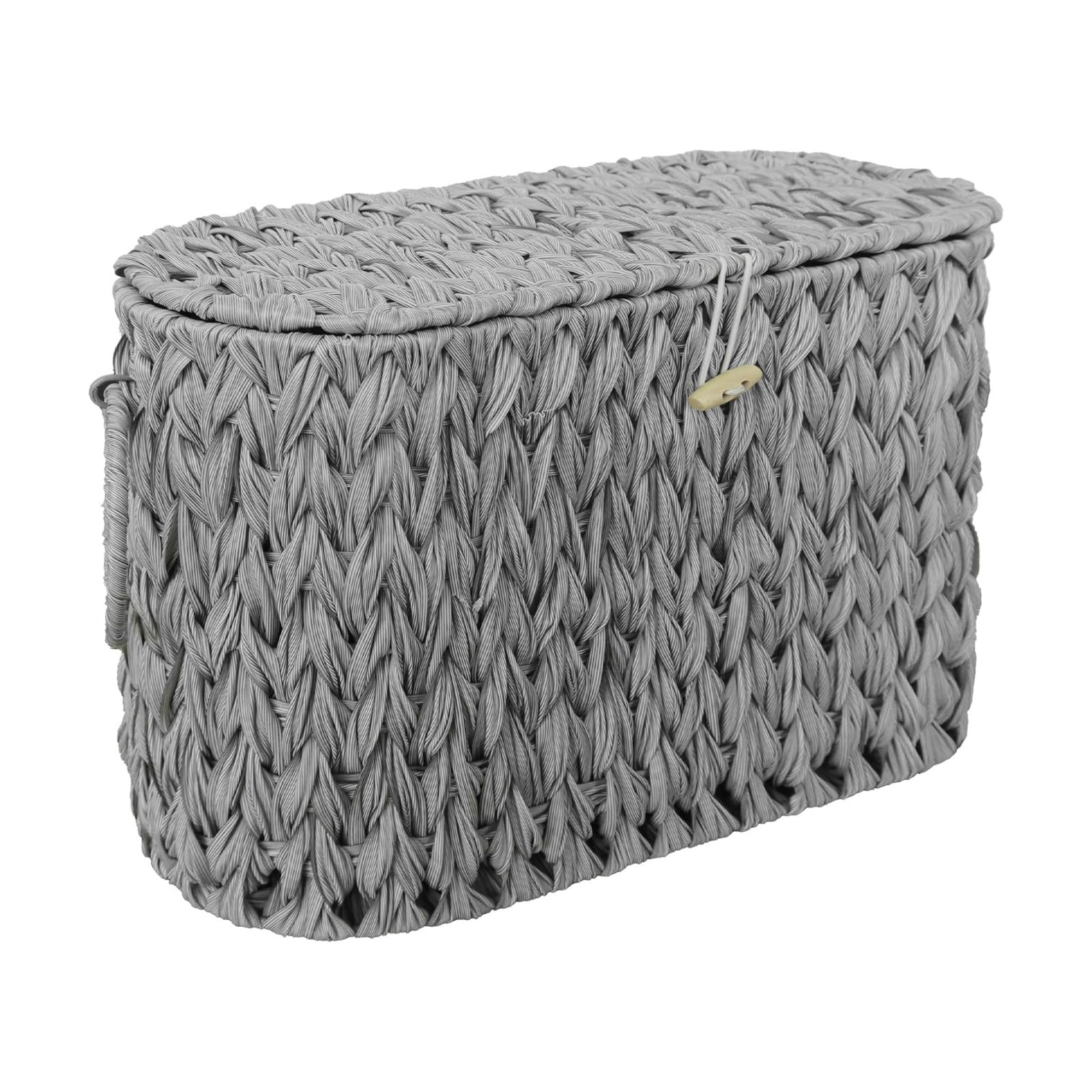 Coeusy Toilet Paper Storage Basket with Lid,Wicker Toilet Paper Holder Stand,Narrow Decorative Woven Bathroom Basket
