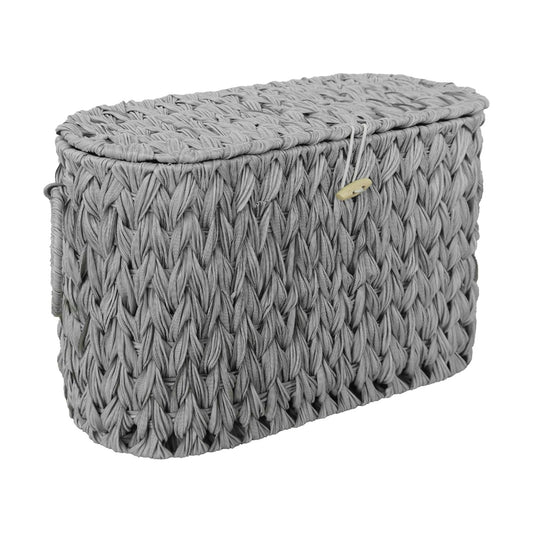Coeusy Toilet Paper Storage Basket with Lid,Wicker Toilet Paper Holder Stand,Narrow Decorative Woven Bathroom Basket