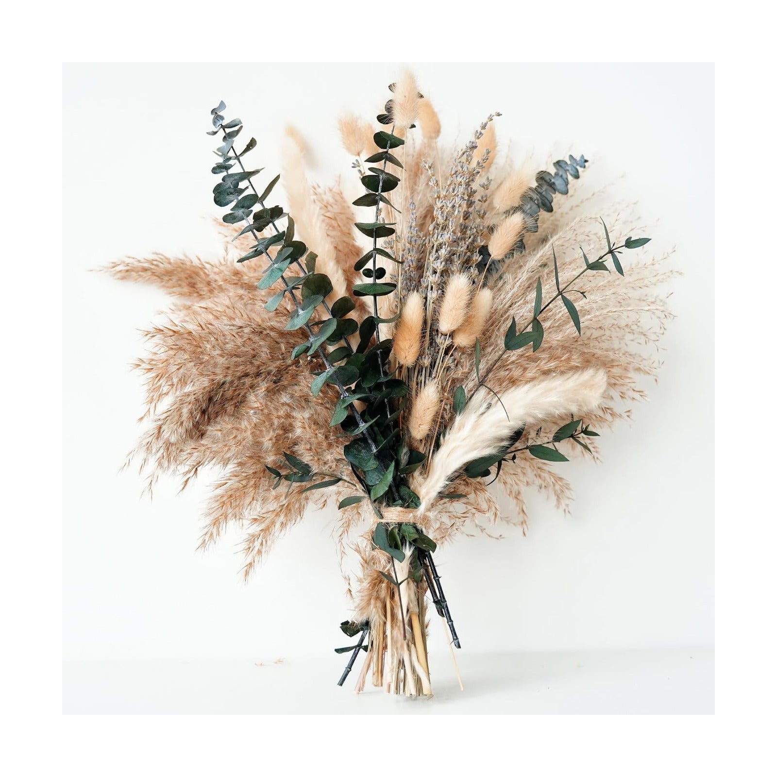 Green Pampas Grass Boho Bouquet – Exquisite Lavender and Eucalyptus Dried Flower Arrangements for Western Boho Decor –