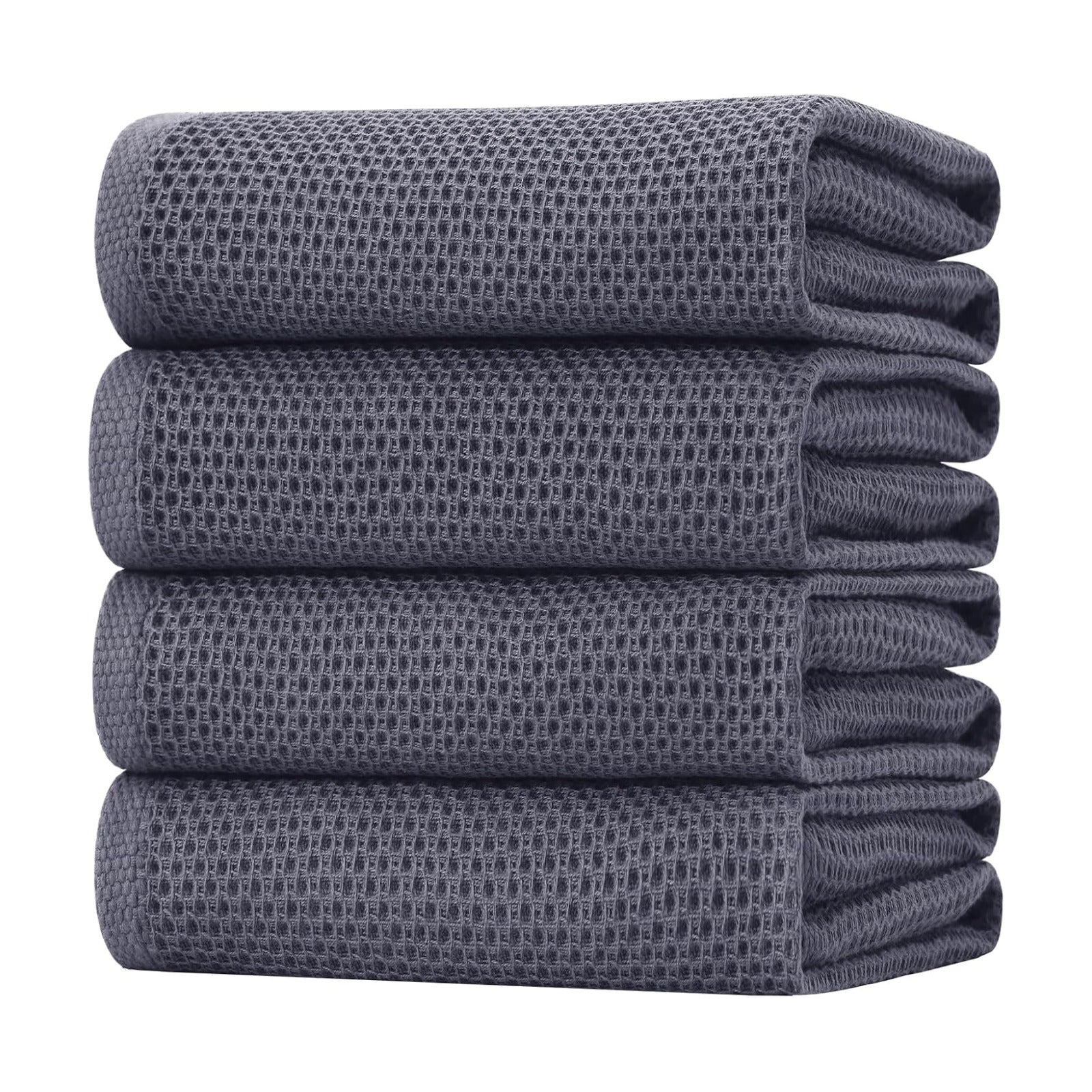 Homaxy 100% Cotton Oversized Waffle Weave Kitchen Towels 4-Pack, Dark Grey | 20 x 28 Inches, Ultra Soft Absorbent Dish