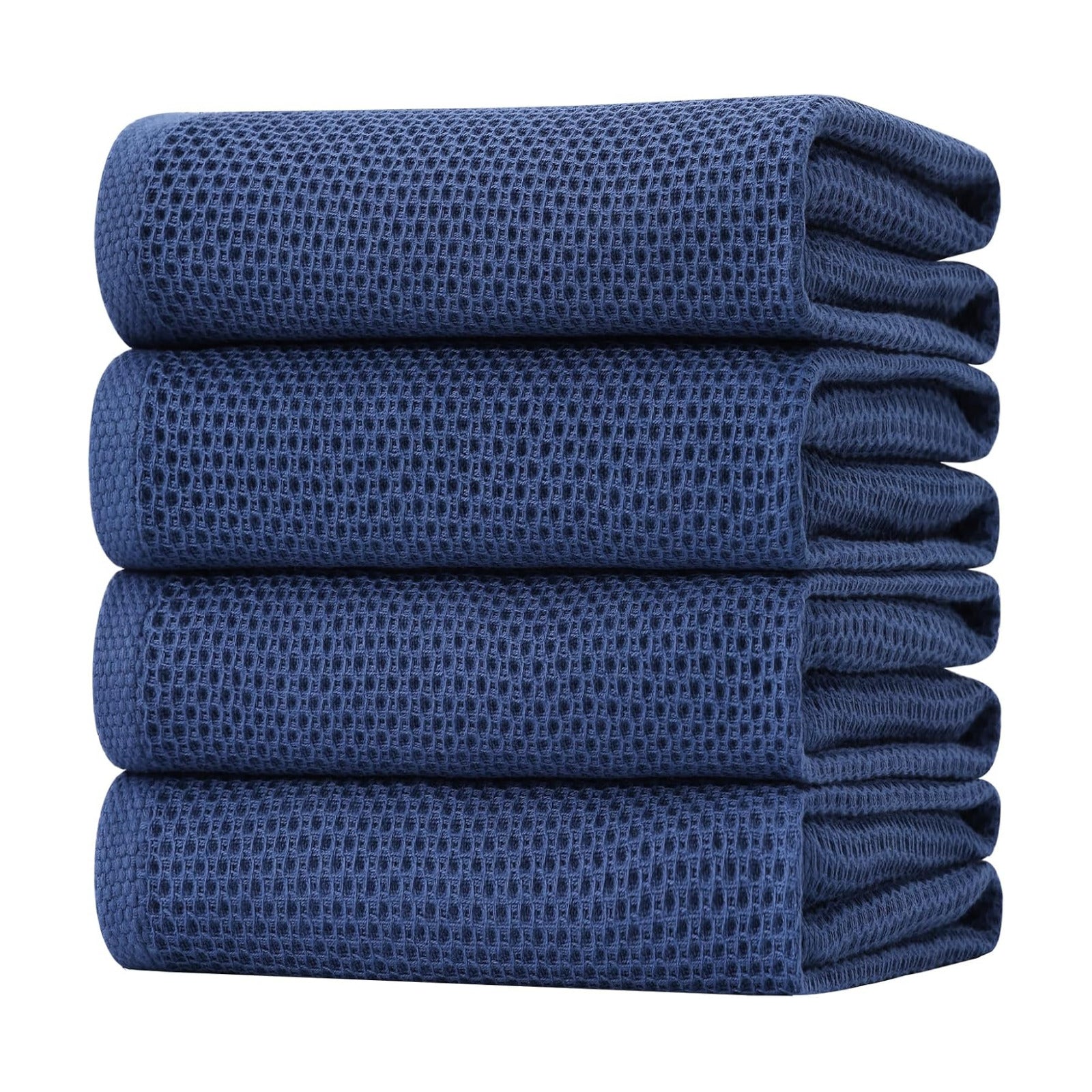 Homaxy 100% Cotton Oversized Waffle Weave Kitchen Towels 4-Pack, Navy Blue | 20 x 28 Inches, Ultra Soft Absorbent Dish