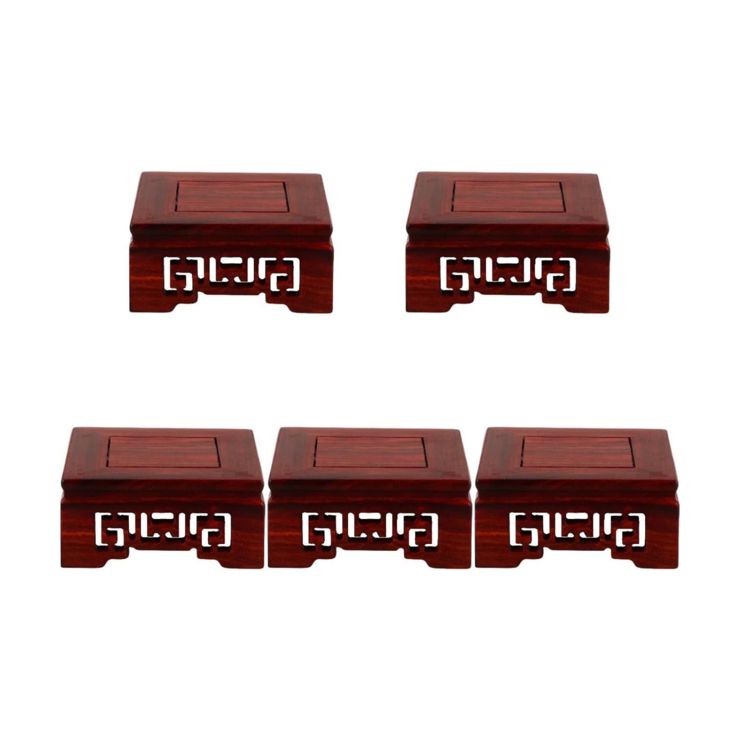 Wooden Display Base Stand Retro Craft Riser for Vase / Brownx5pcs / 8.00 x 8.00 x 3.50 / Cmx5pcs