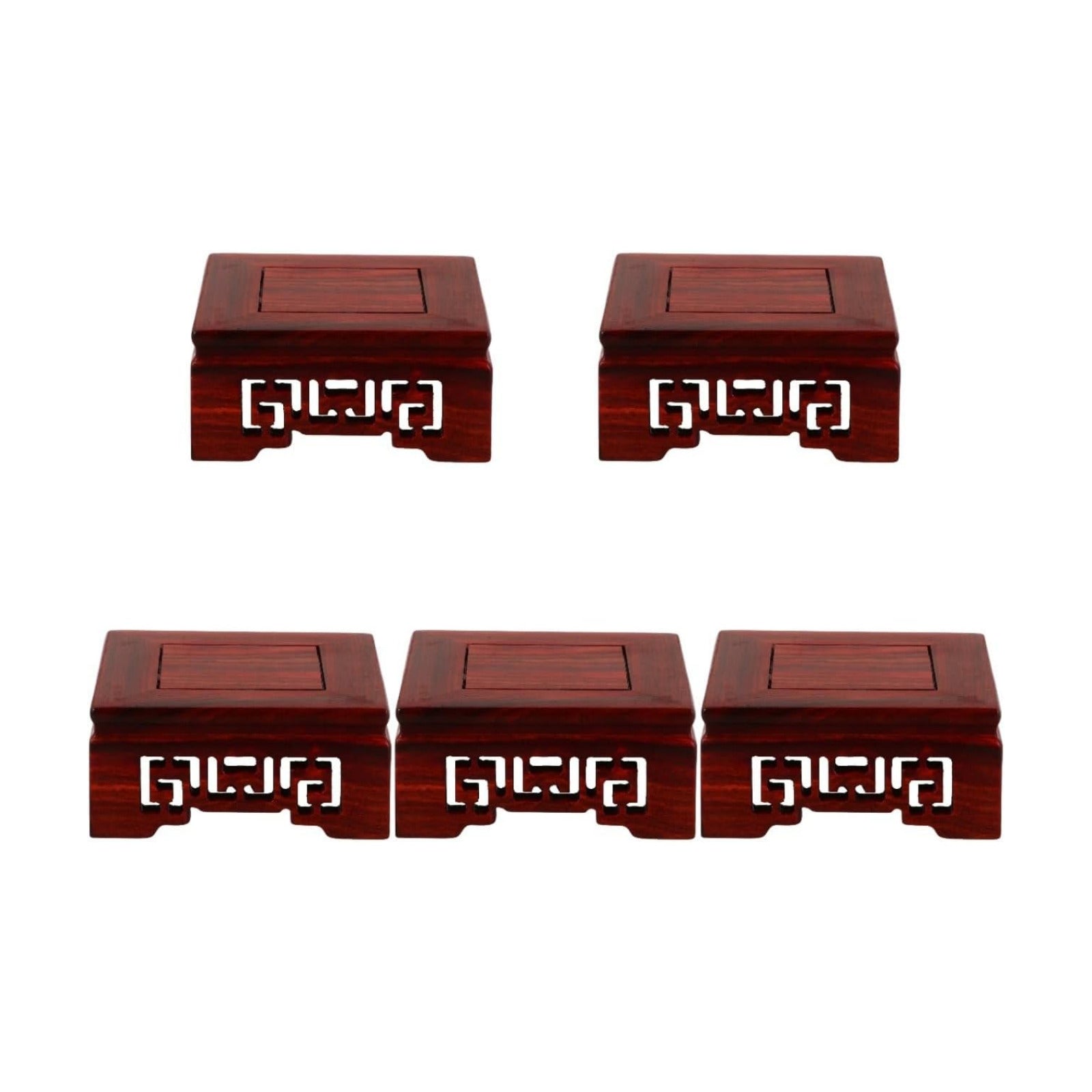 Wooden Display Base Stand Retro Craft Riser for Vase / Brownx5pcs / 8.00 x 8.00 x 3.50 / Cmx5pcs